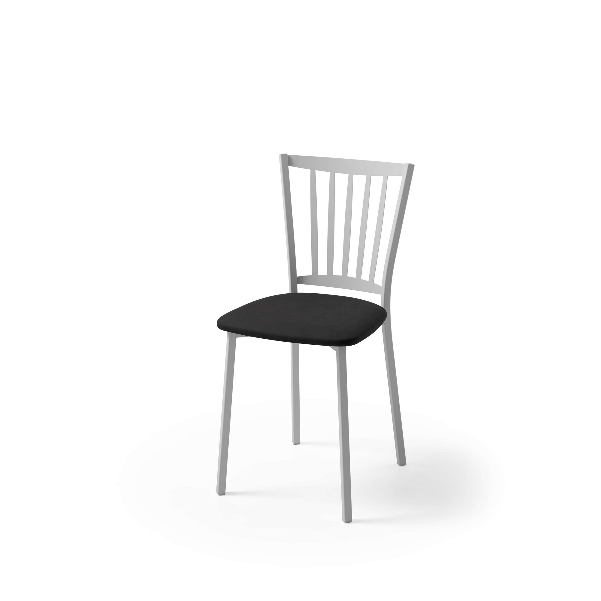 Silla de cocina petra con estructura de aluminio y asiento polipiel negro