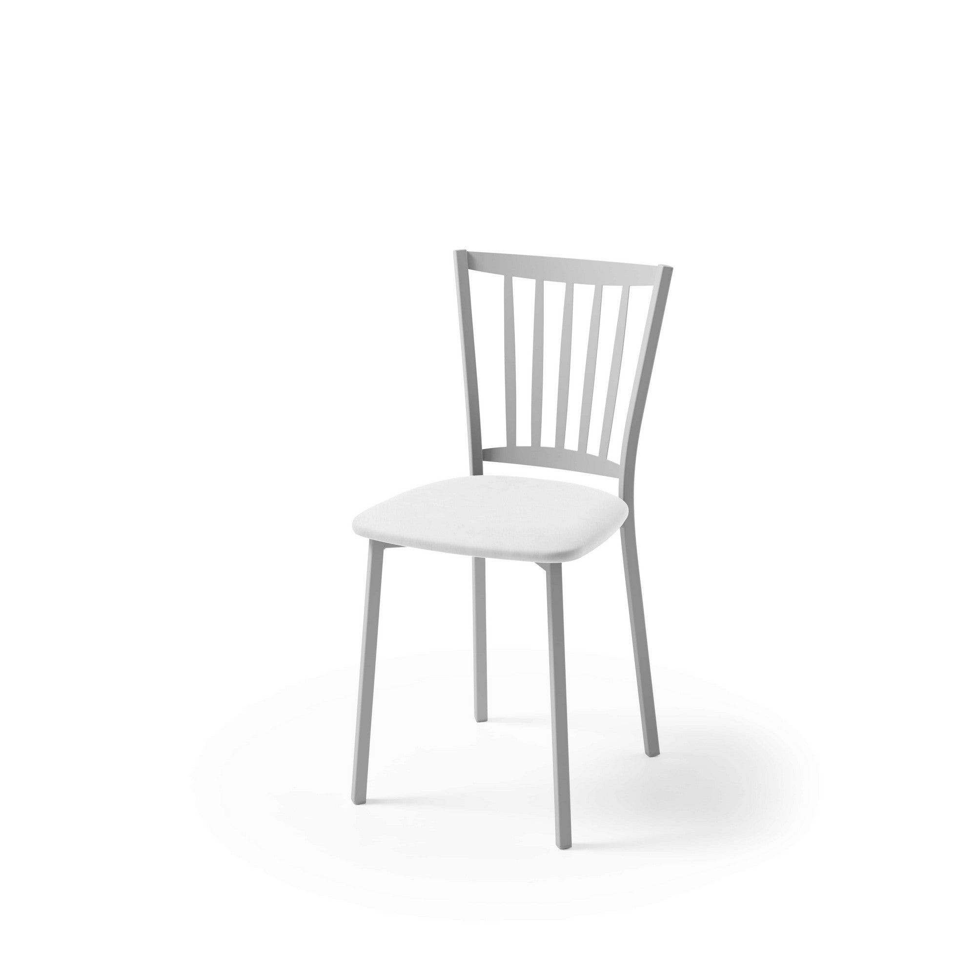 Silla de cocina petra con estructura de aluminio y asiento polipiel blanco