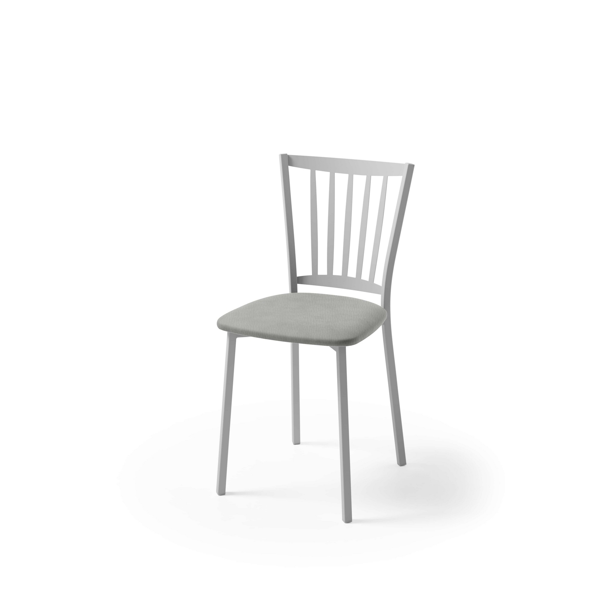 Silla de cocina petra con estructura de aluminio y asiento polipiel plata