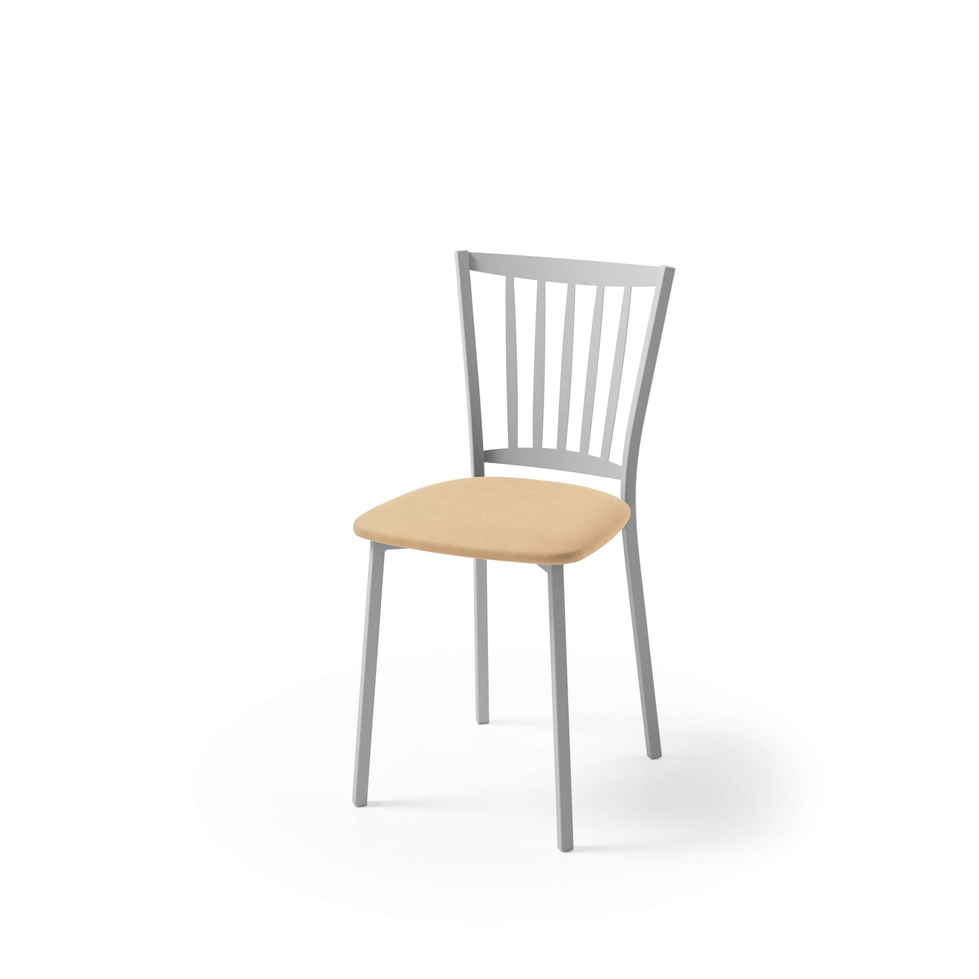Silla de cocina petra con estructura de aluminio y asiento polipiel crema