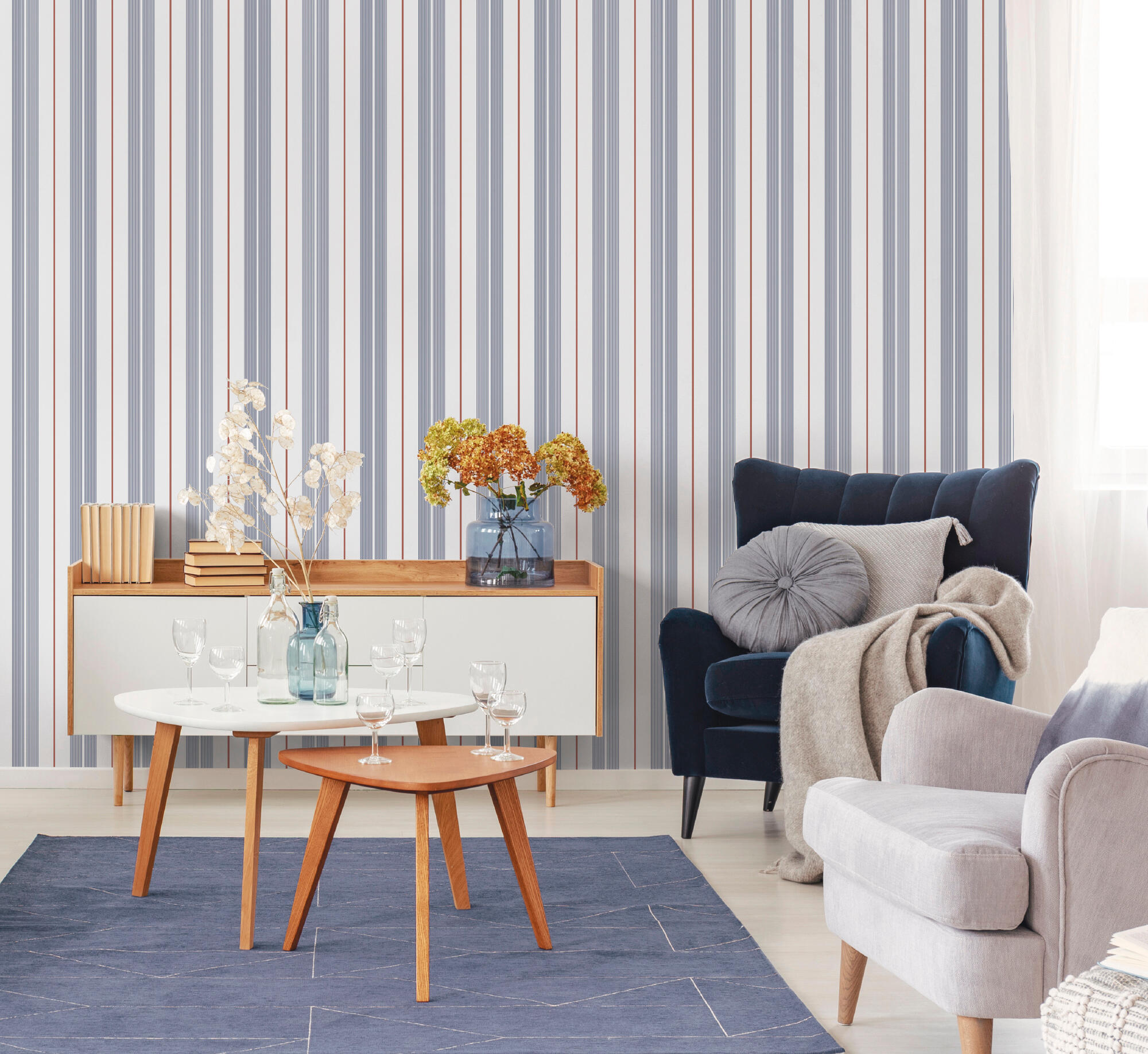 Papel pintado tapiz aplicación cola en pared liso stripes & more 9815-1 multicolor ich 53cmx10.05m limpìeza con paño húmedo