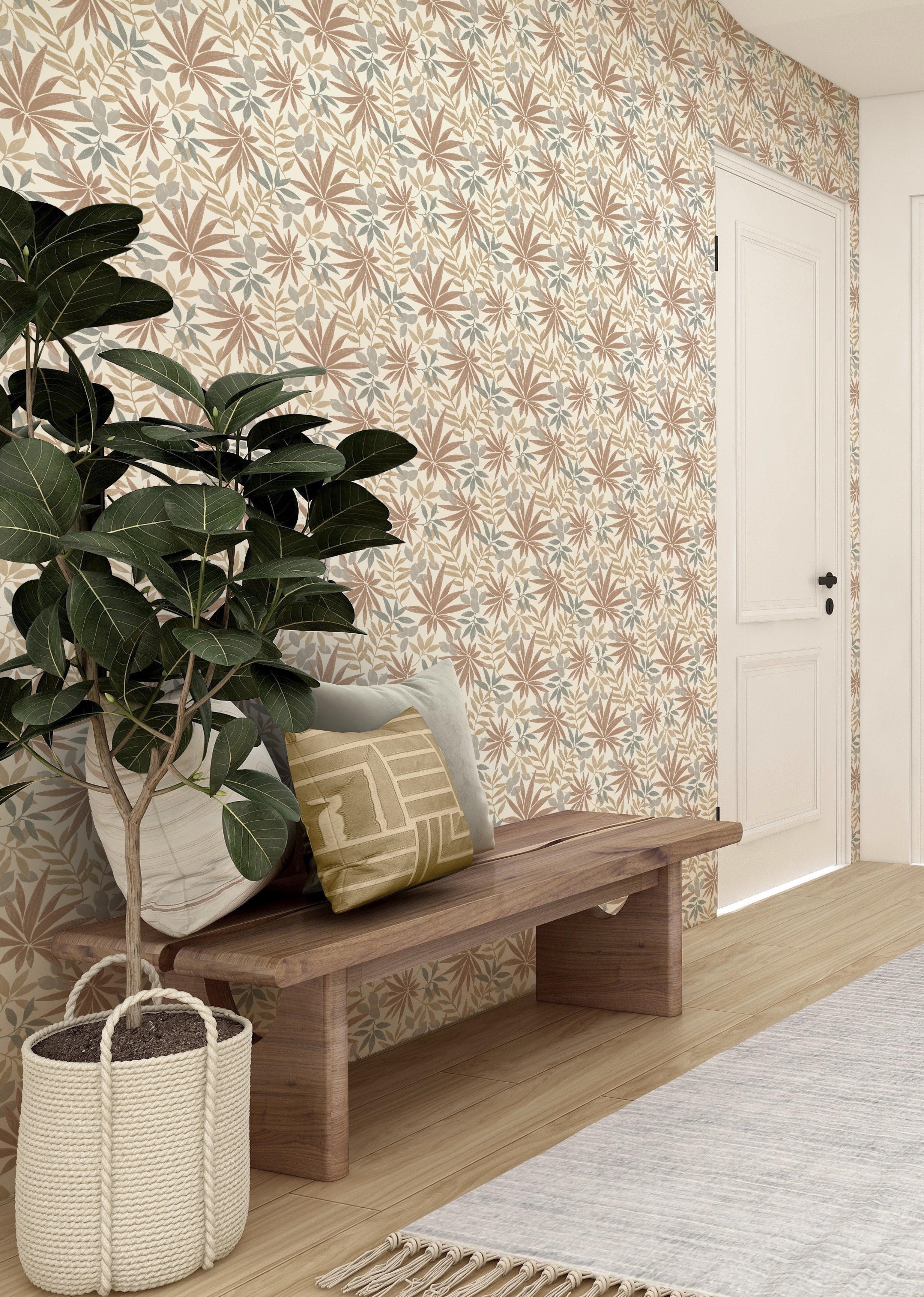 Papel pintado vinilo botánico, plantas o floral harmony 3 580228 multicolor
