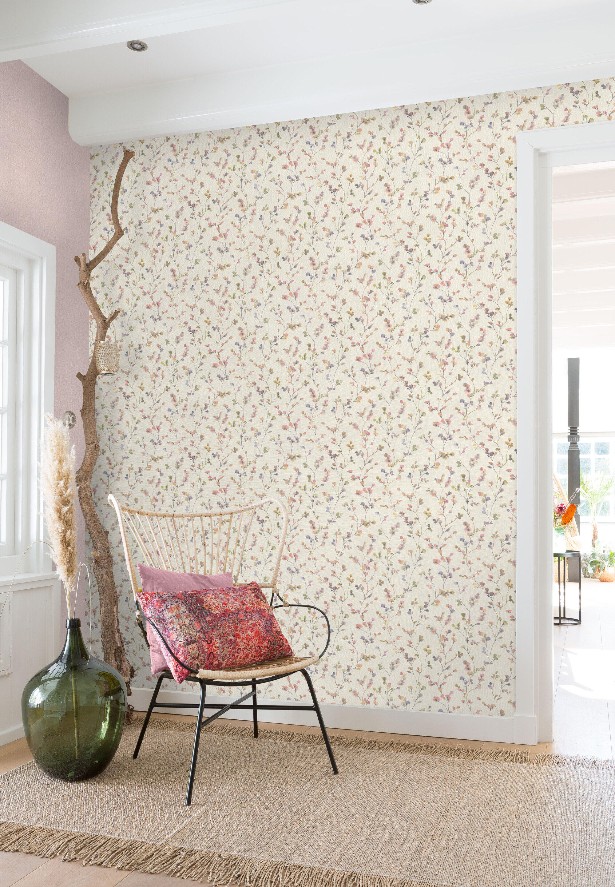 Papel pintado vinilo aplicación cola en pared Floral vegetal Harmony 3 486155 multicolor  RASCH 53cmx10.05m superlavable apto para cocinas o baños - 9