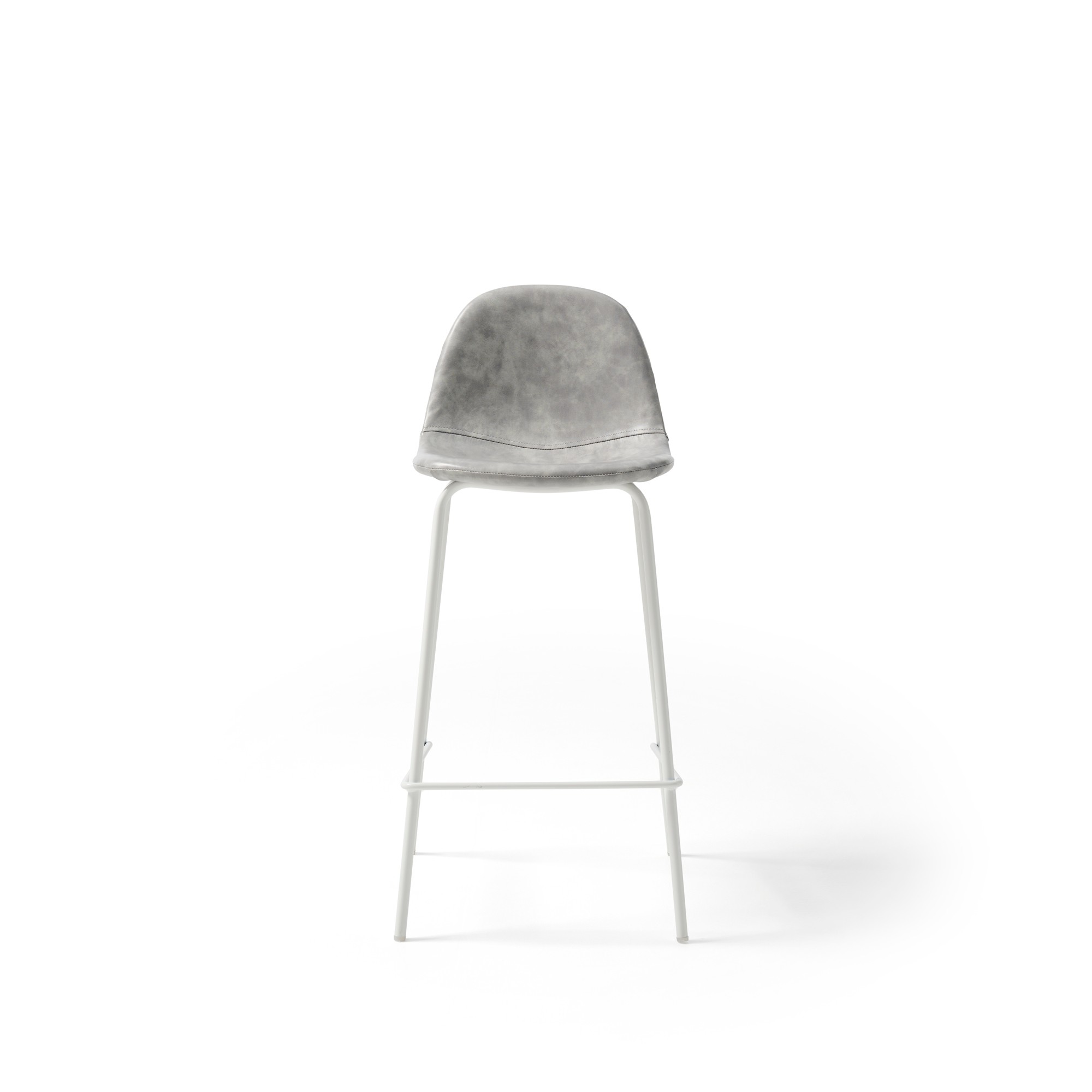 Pack x2 taburetes oslo armazón metálico blanco, asiento ceniza