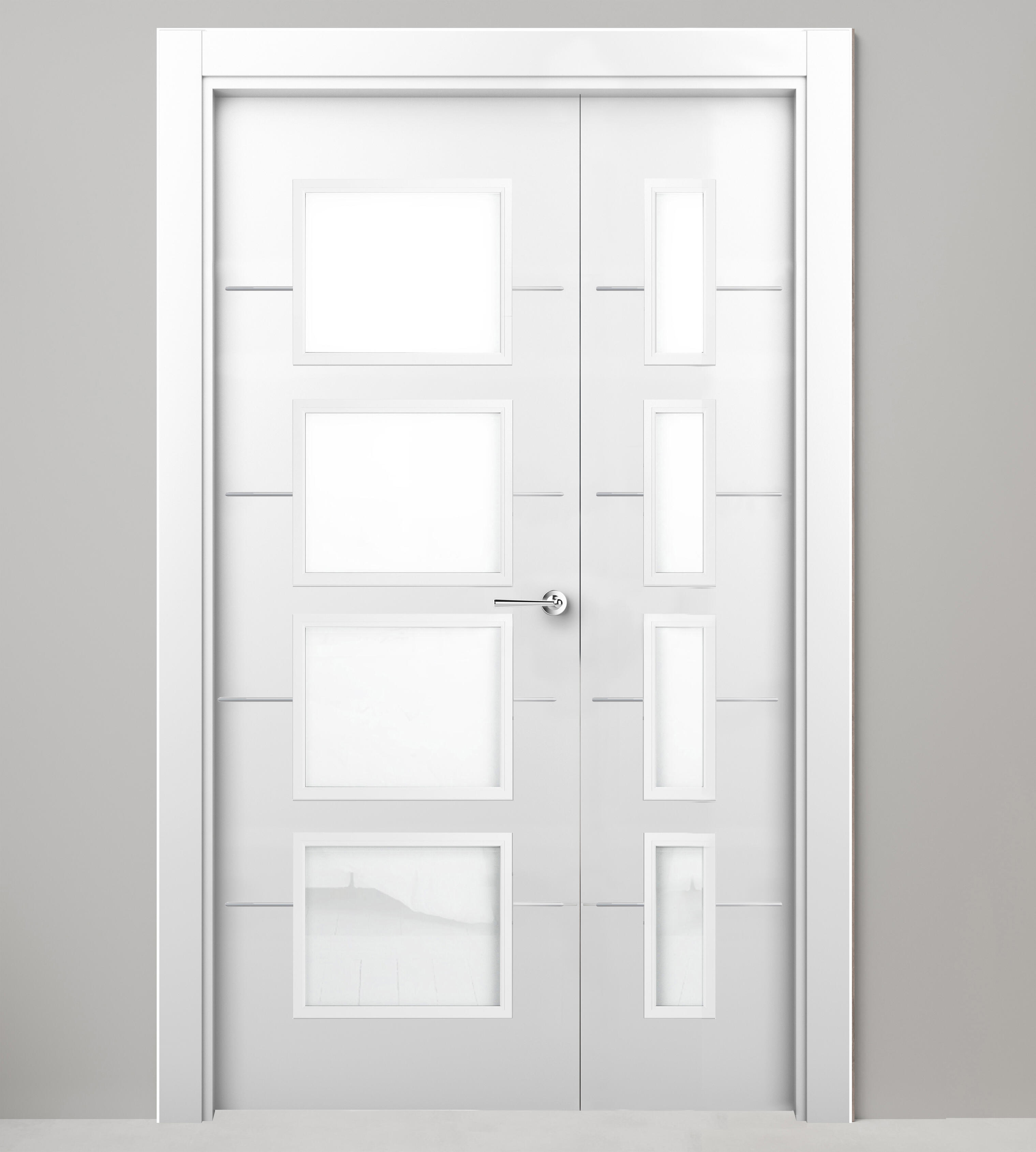 Puerta interior abatible paris blanco premium apertura izda cristal 6x2 105cm