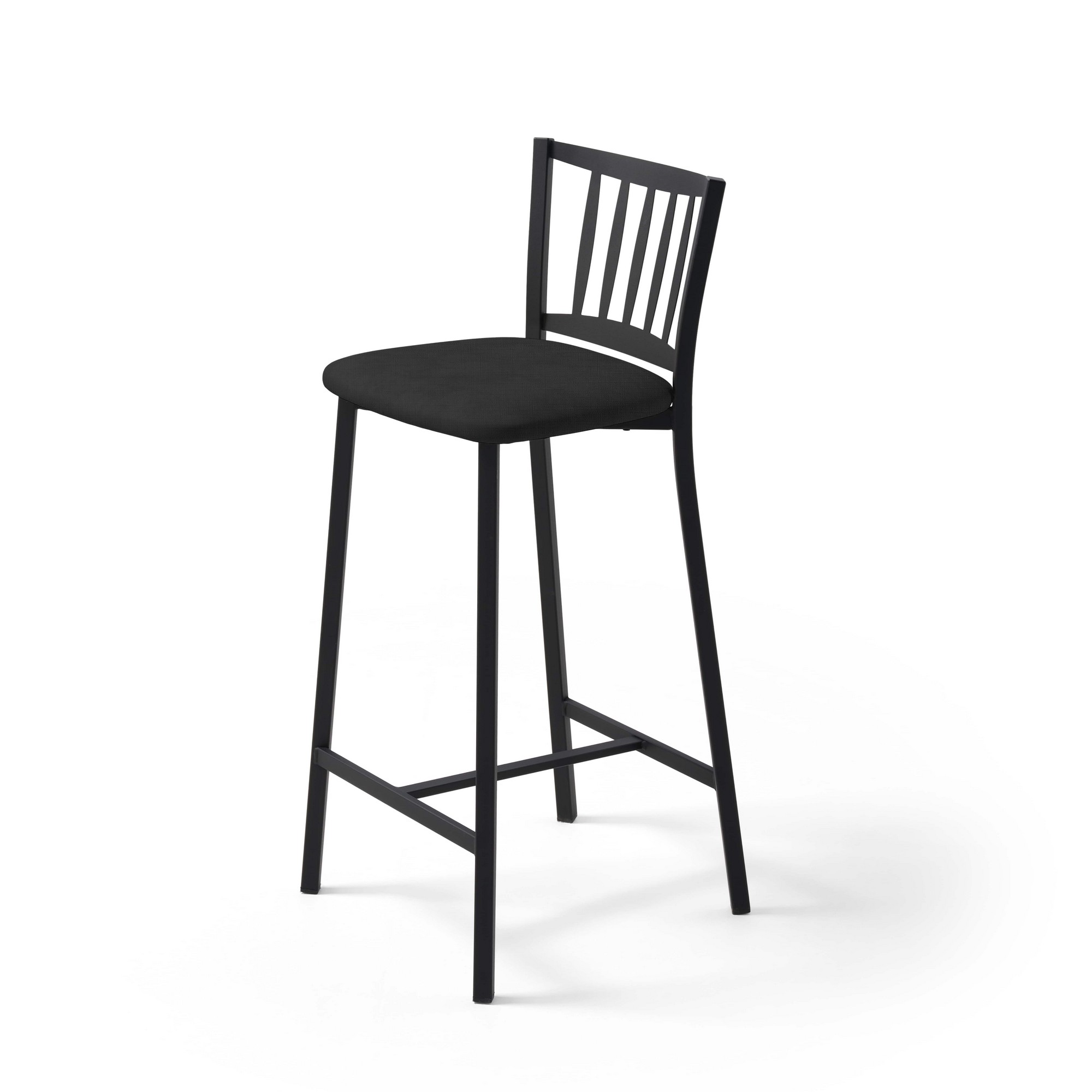 Taburete petra con estructura negra y asiento michi negro