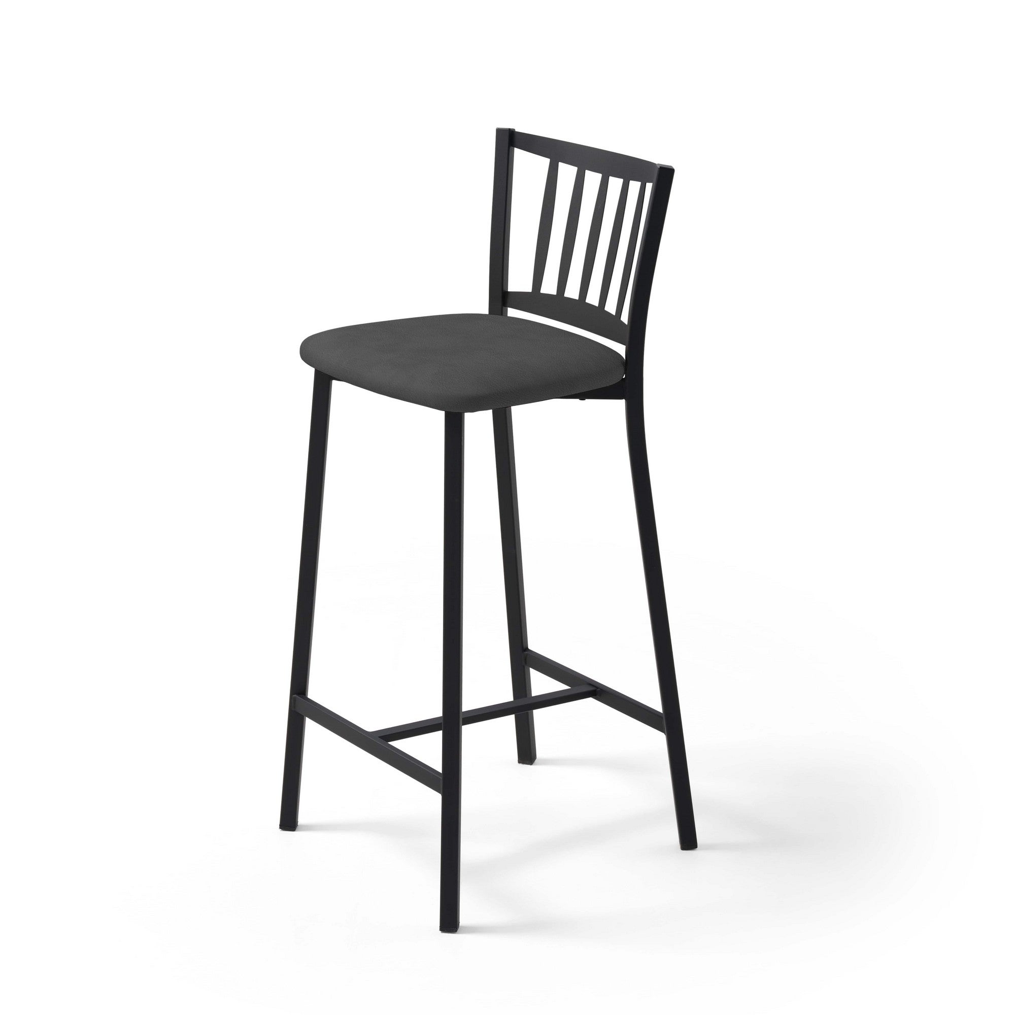 Taburete petra con estructura negra y asiento silver grafito
