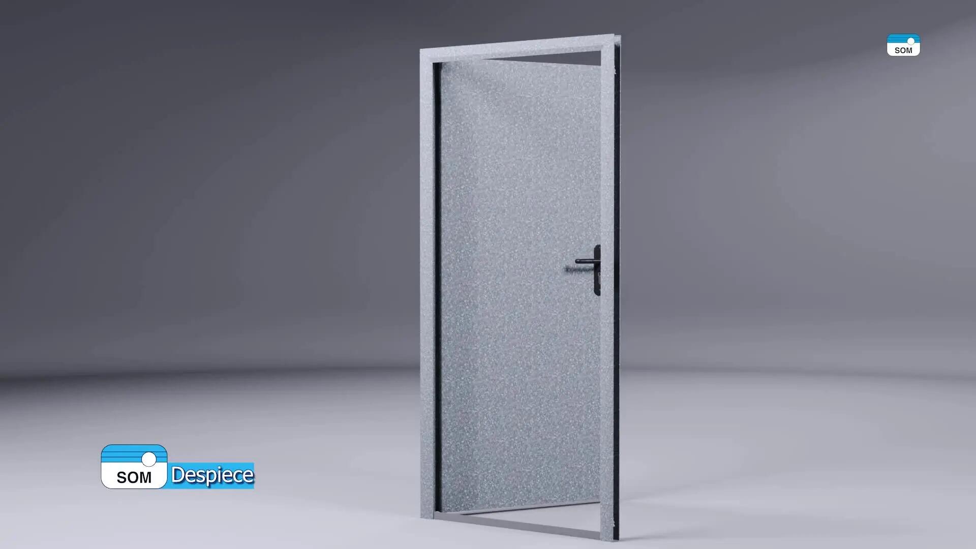 Puerta de trastero liso nogal con llave 1 punto de seguridad apertura izquierda 200x80cm - 2