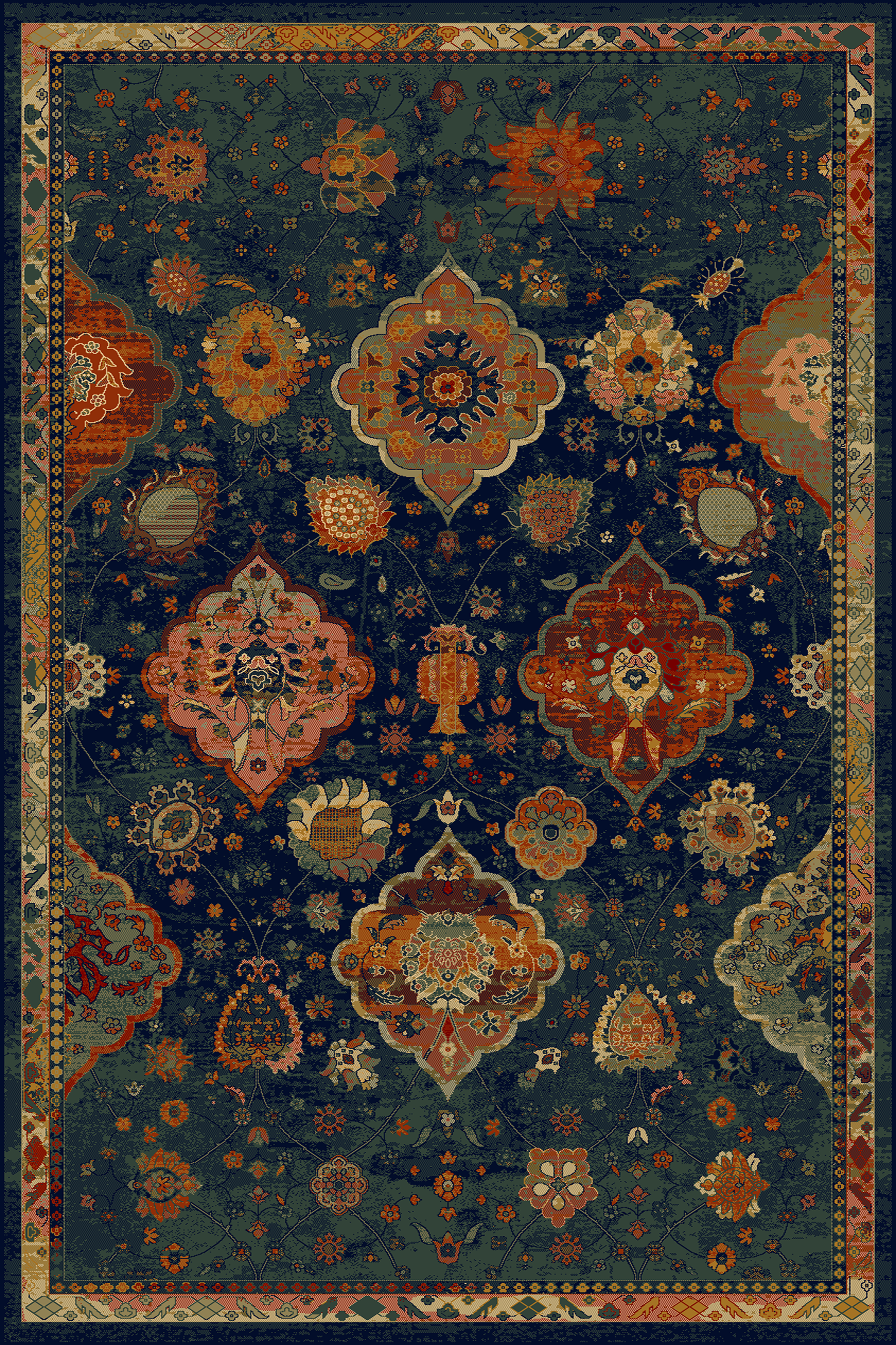 Dywan wełniany Abrash Navy 200 x 300 cm