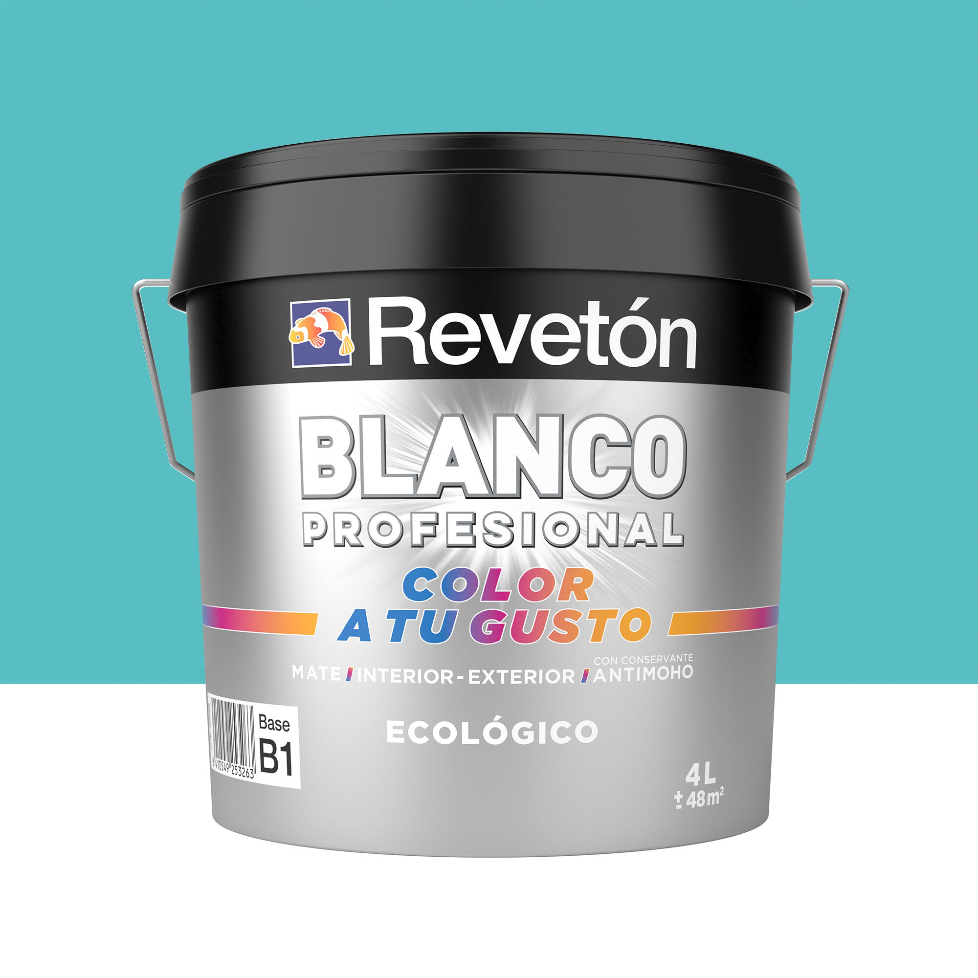 Pintura interior revetón color a tu gusto azul verdoso intenso luminoso mate 4l