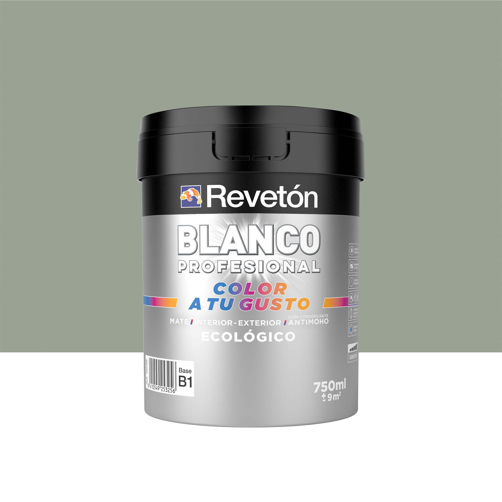 Pintura interior revetón color a tu gusto neutro verdoso muy intenso mate 0.75l