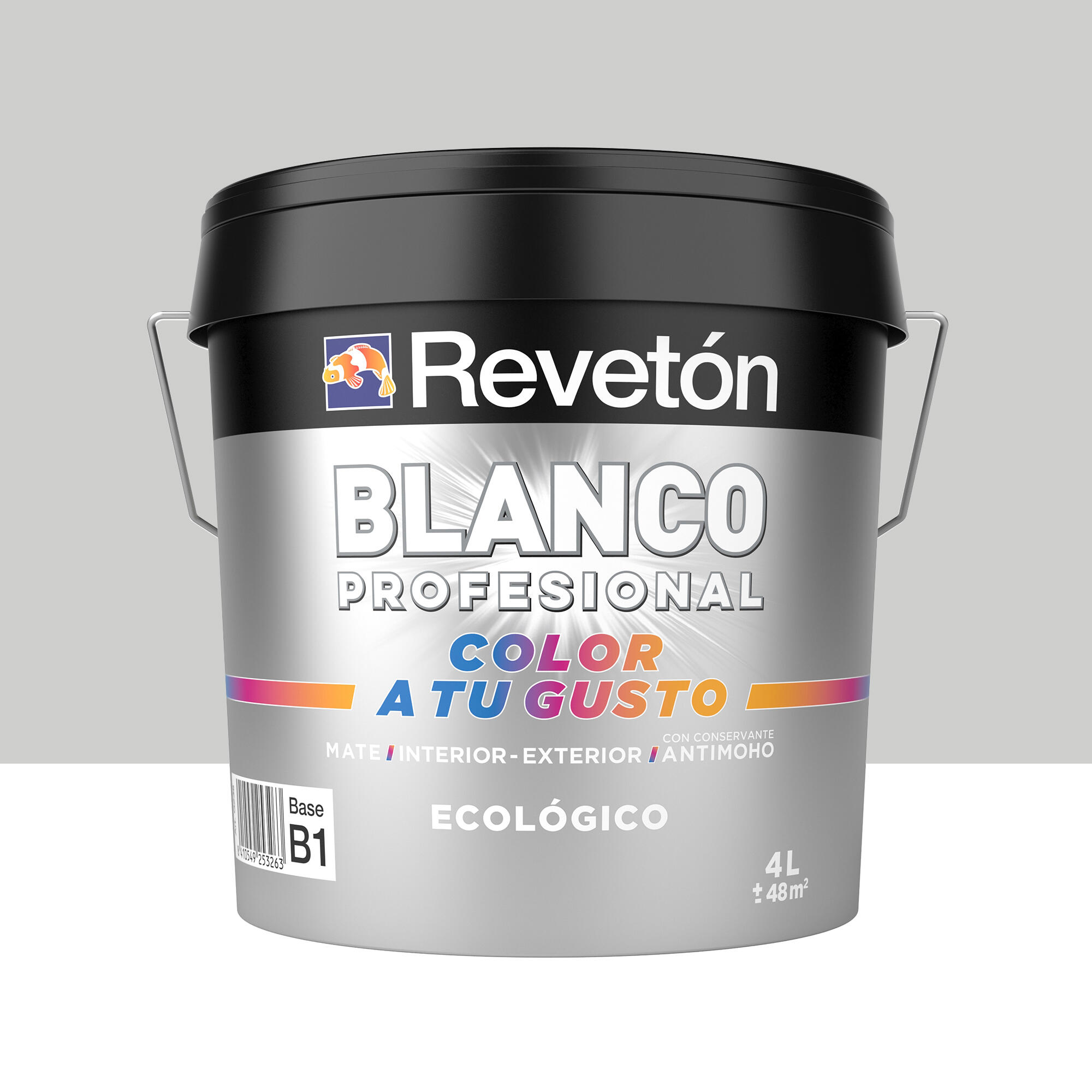 Pintura de interior color a tu gusto revetón color neutro gris delfín suave luminoso mate 4l para paredes y techos