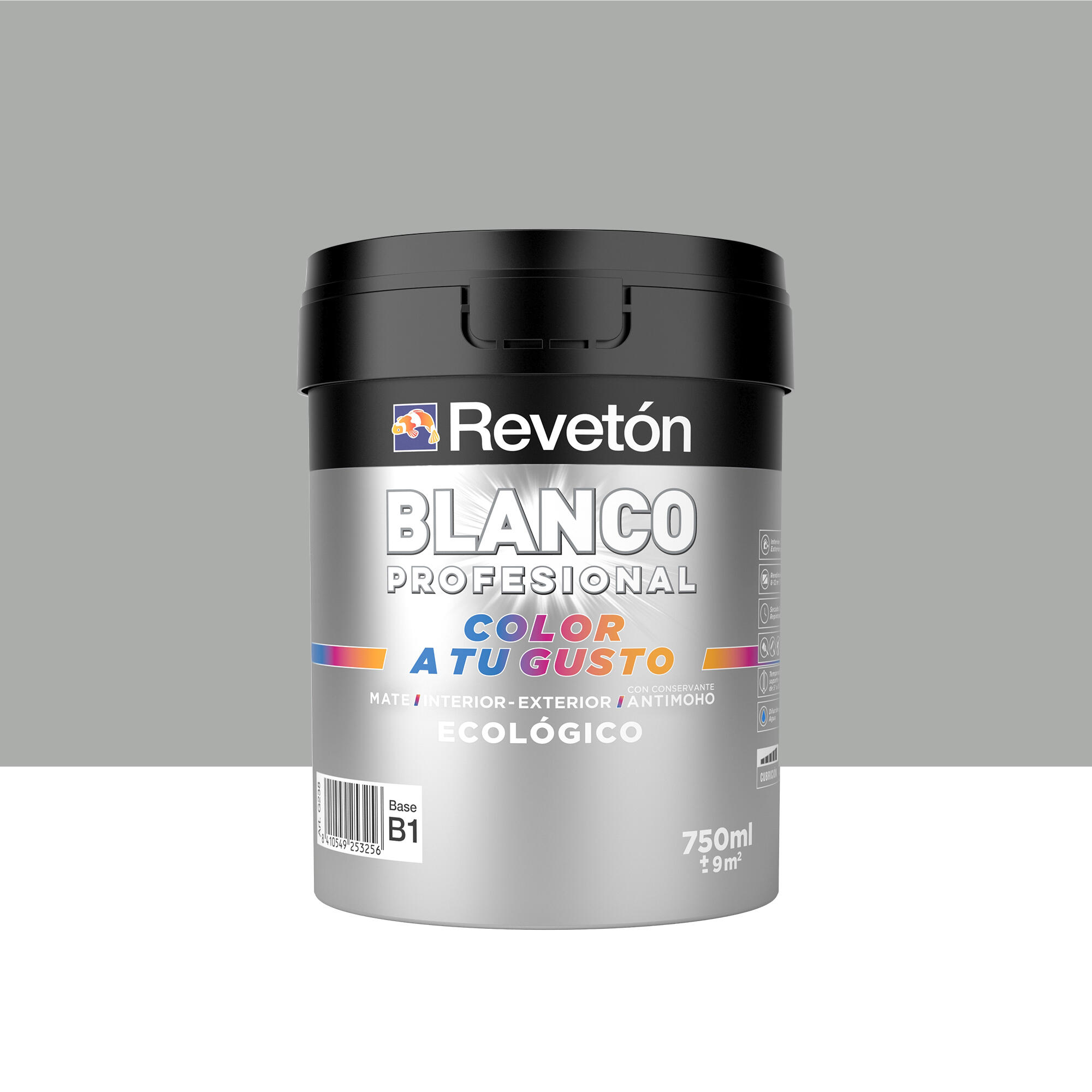 Pintura interior revetón color a tu gusto gris acero muy intenso mate 0.75l