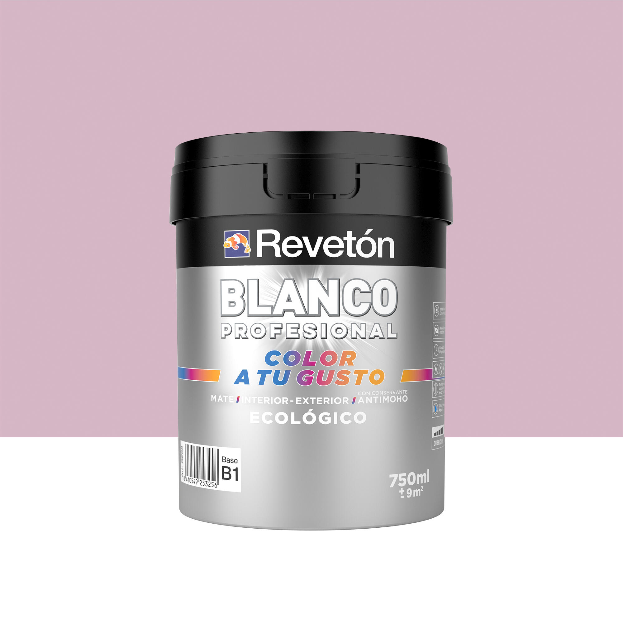Pintura interior revetón color a tu gusto lila rosa intenso empolvado mate 0.75l