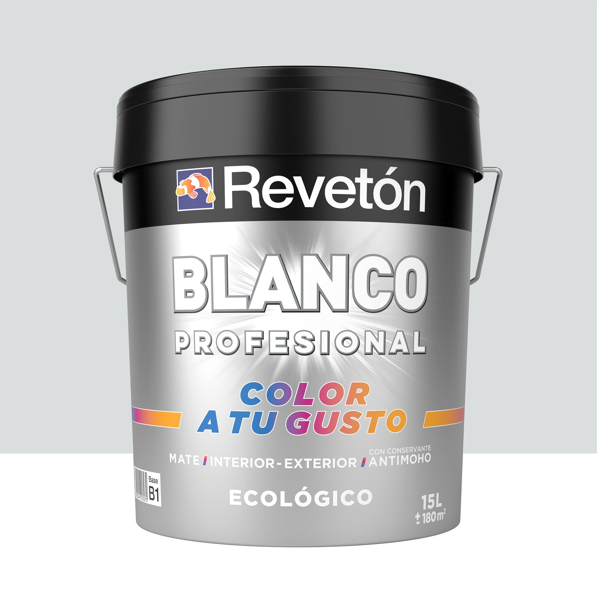 Pintura de interior color a tu gusto revetón color neutro gris acero suave muy luminoso mate 15l para paredes y techos