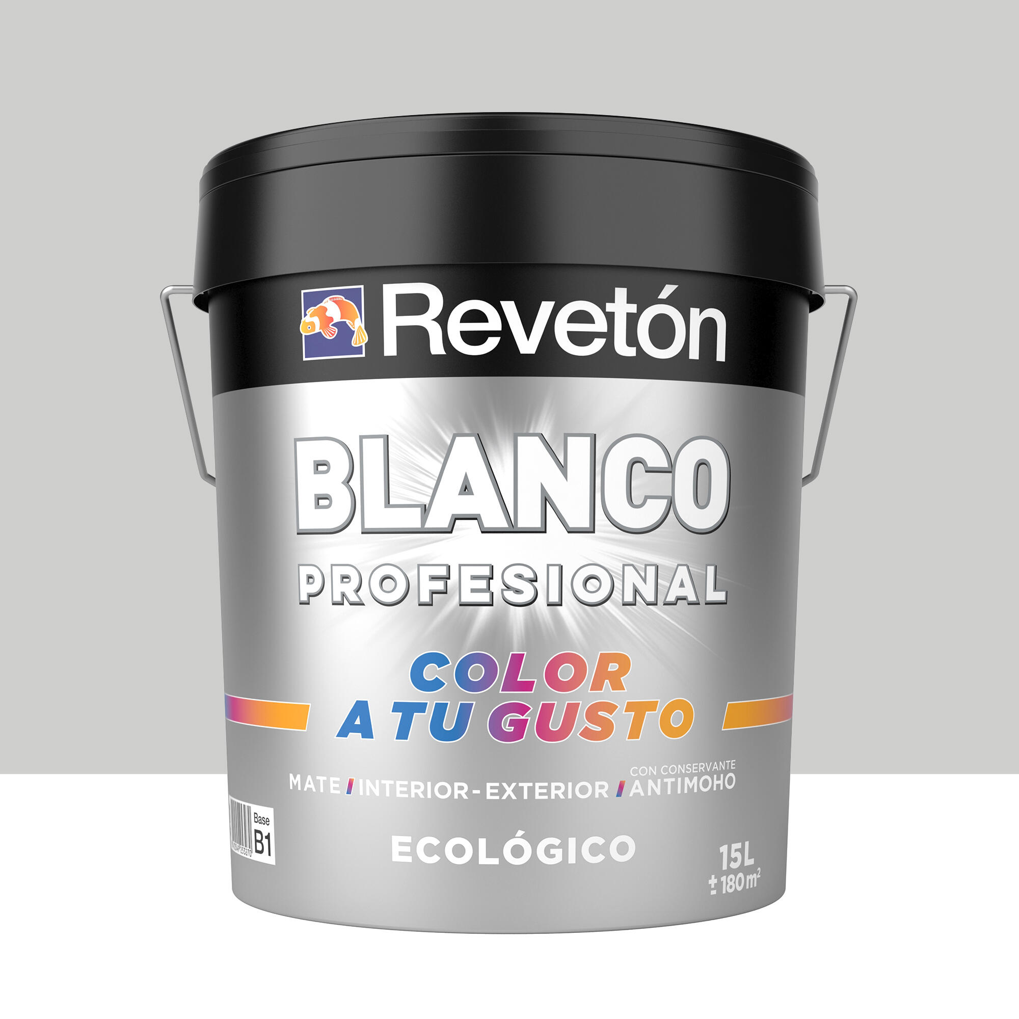 Pintura de interior color a tu gusto revetón color neutro gris delfín suave luminoso mate 15l para paredes y techos