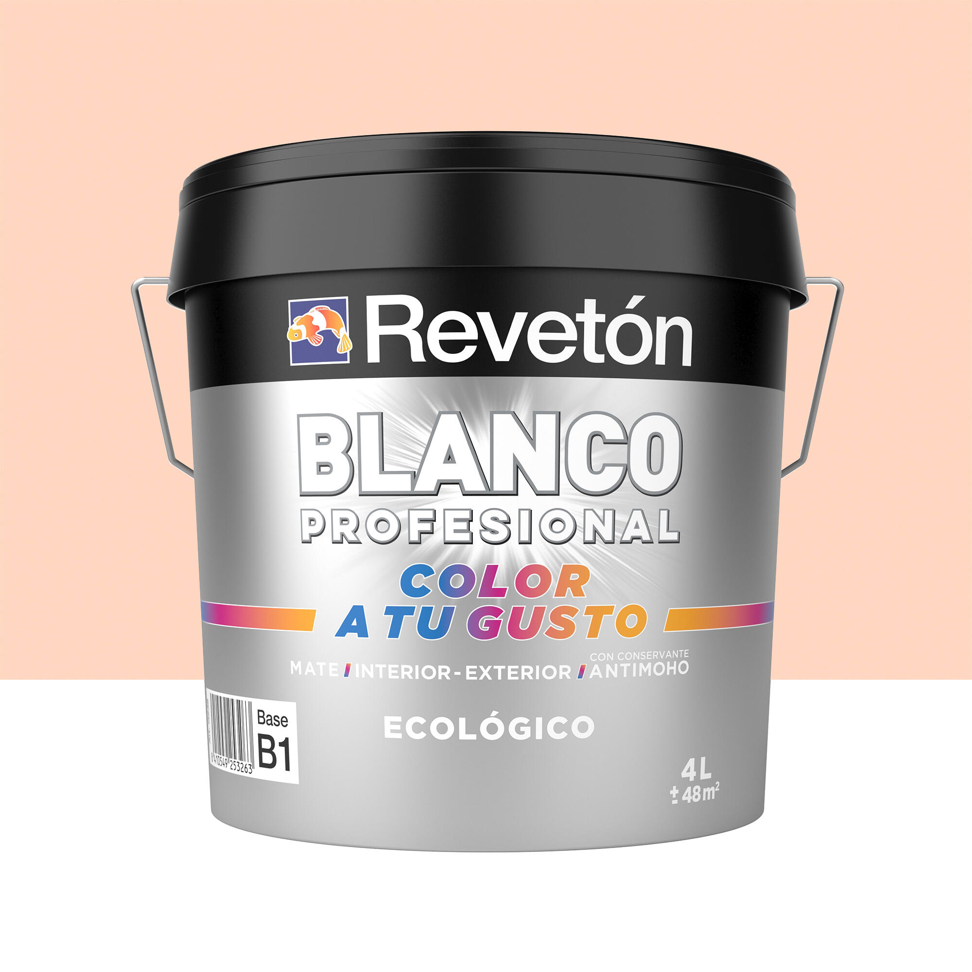 Pintura de interior color a tu gusto revetón color salmón suave empolvado mate 4l para paredes y techos