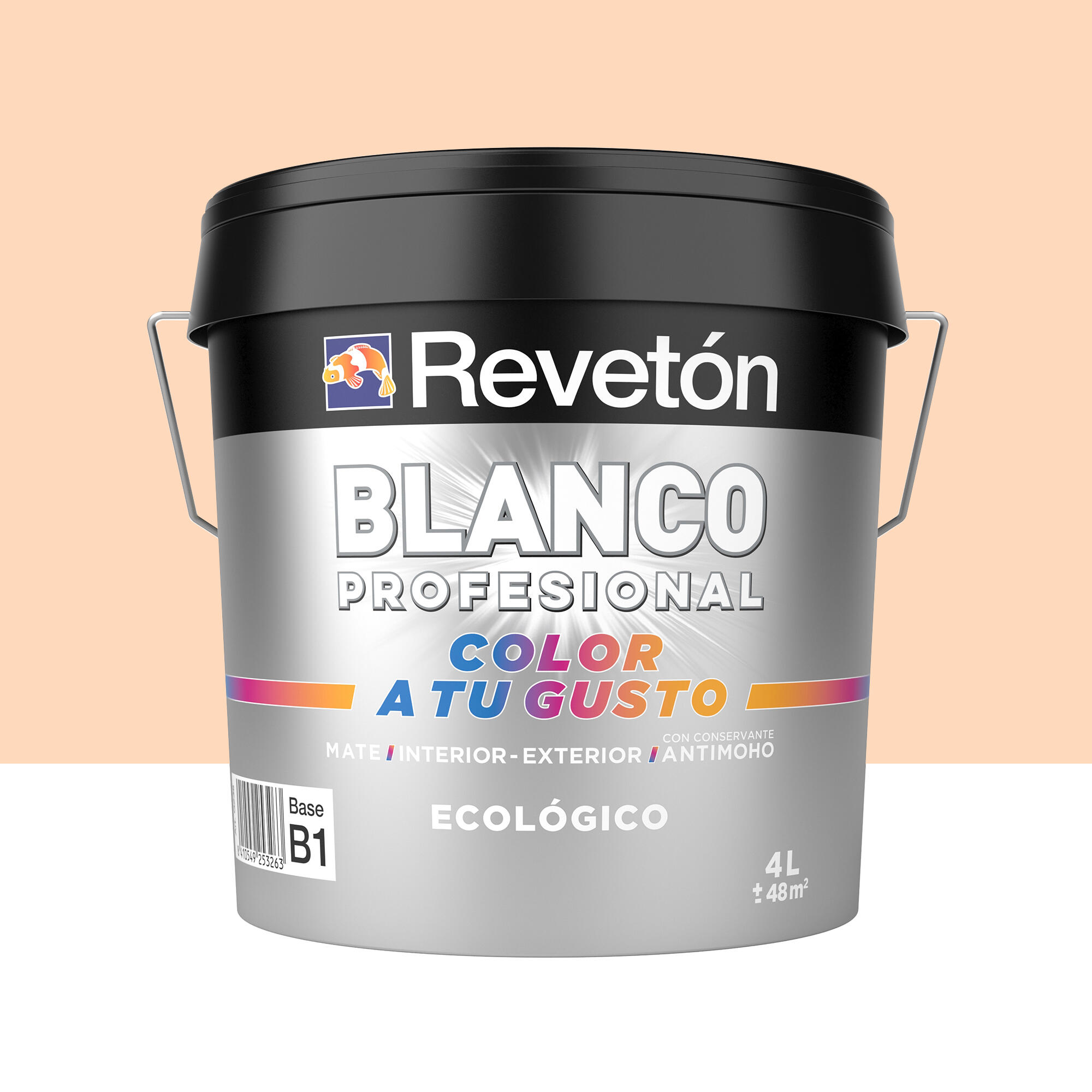 Pintura interior revetón color a tu gusto salmón suave luminoso mate 4l