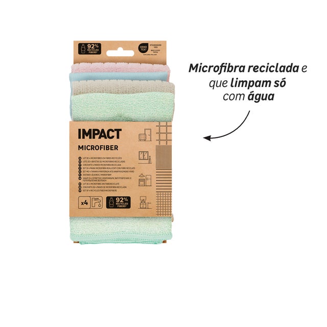 Conjunto de 4 panos microfibra reciclada 30x30cm Impact