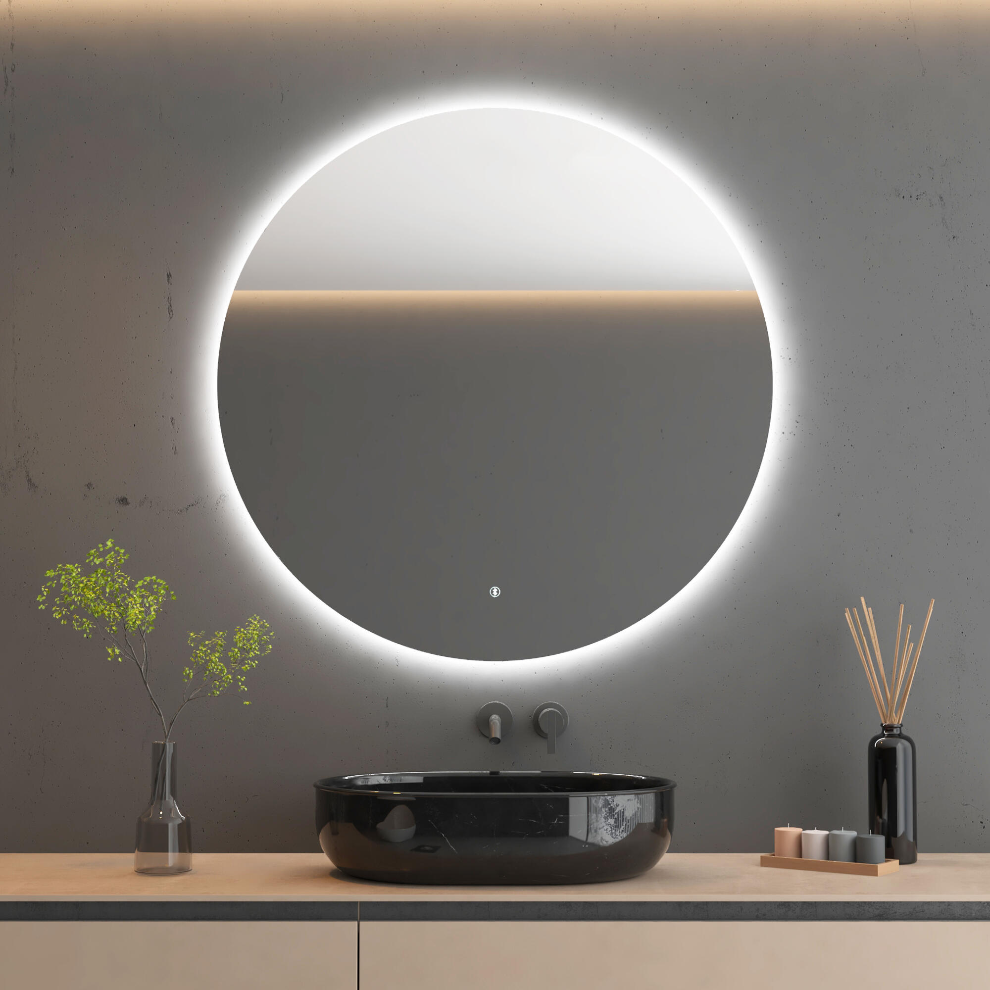 Espejo de baño con luz led frontal teide bluetooth , bluetooth 50x50cm