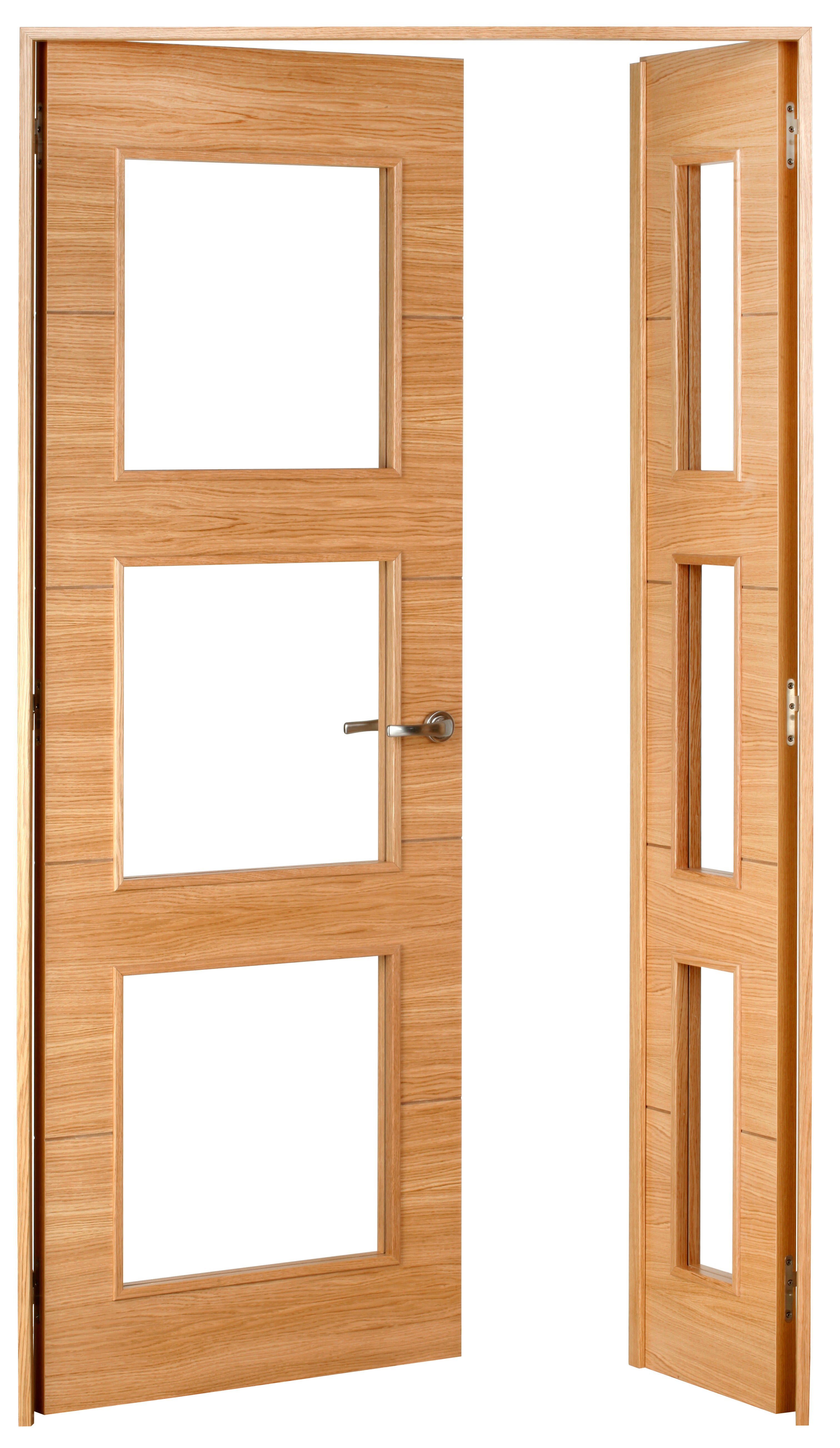Puerta de interior abatible doble vidriera con fijo con cristal incluido estructura maciza acabado barnizado serie line plus viena roble apertura izquierda cerco de 60 x 20 anchura 125 cm