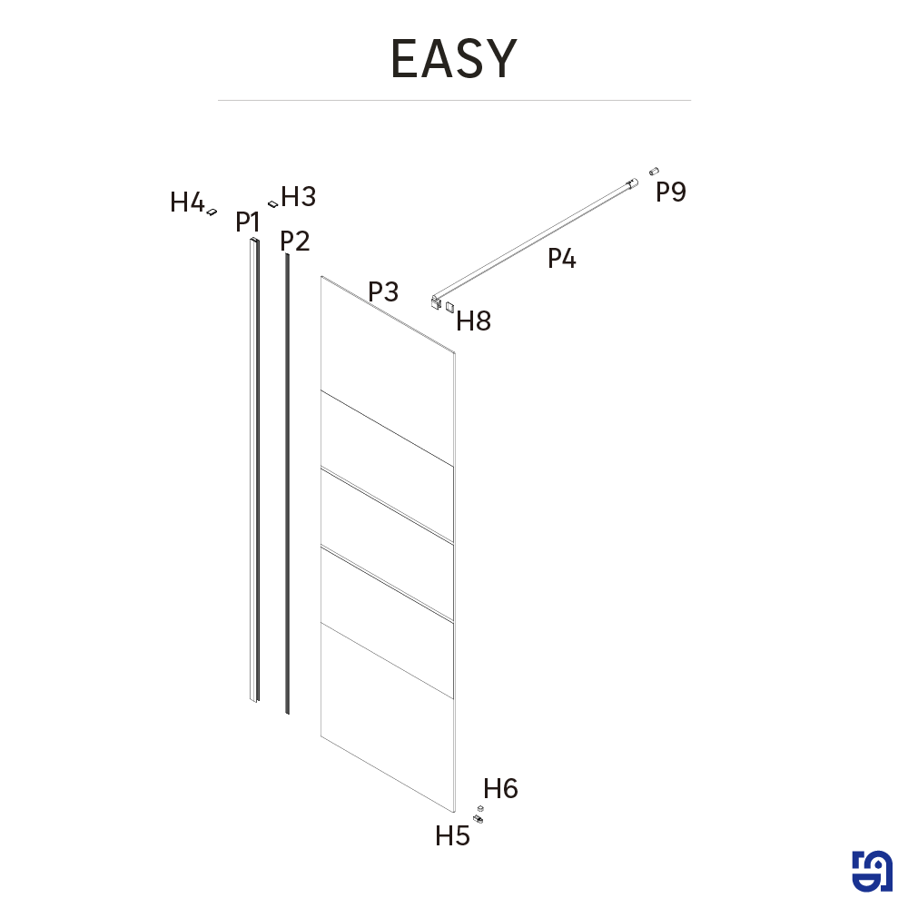 Paroi de douche à l'italienne verre sérigraphié, l.80 cm, Ep. 6 mm chromé Easy - 2