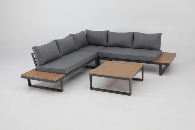 Salon bas Capri 5p en bois composite et aluminium anthracite