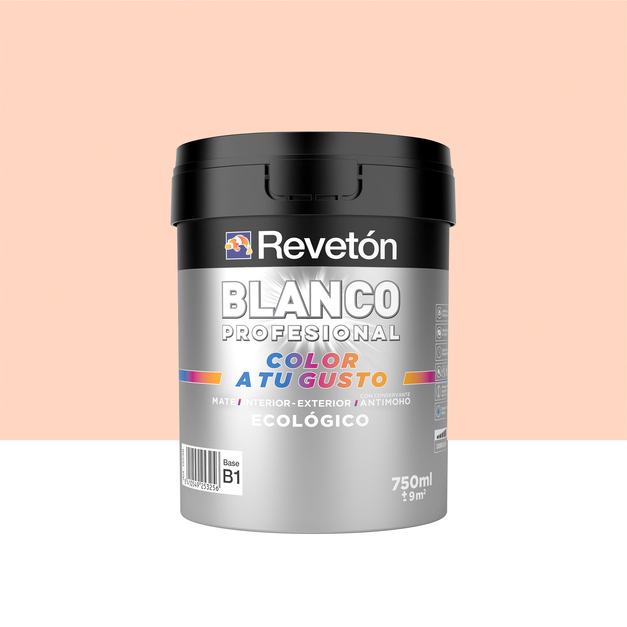 Pintura de interior color a tu gusto revetón color salmón suave empolvado mate 750ml para paredes y techos