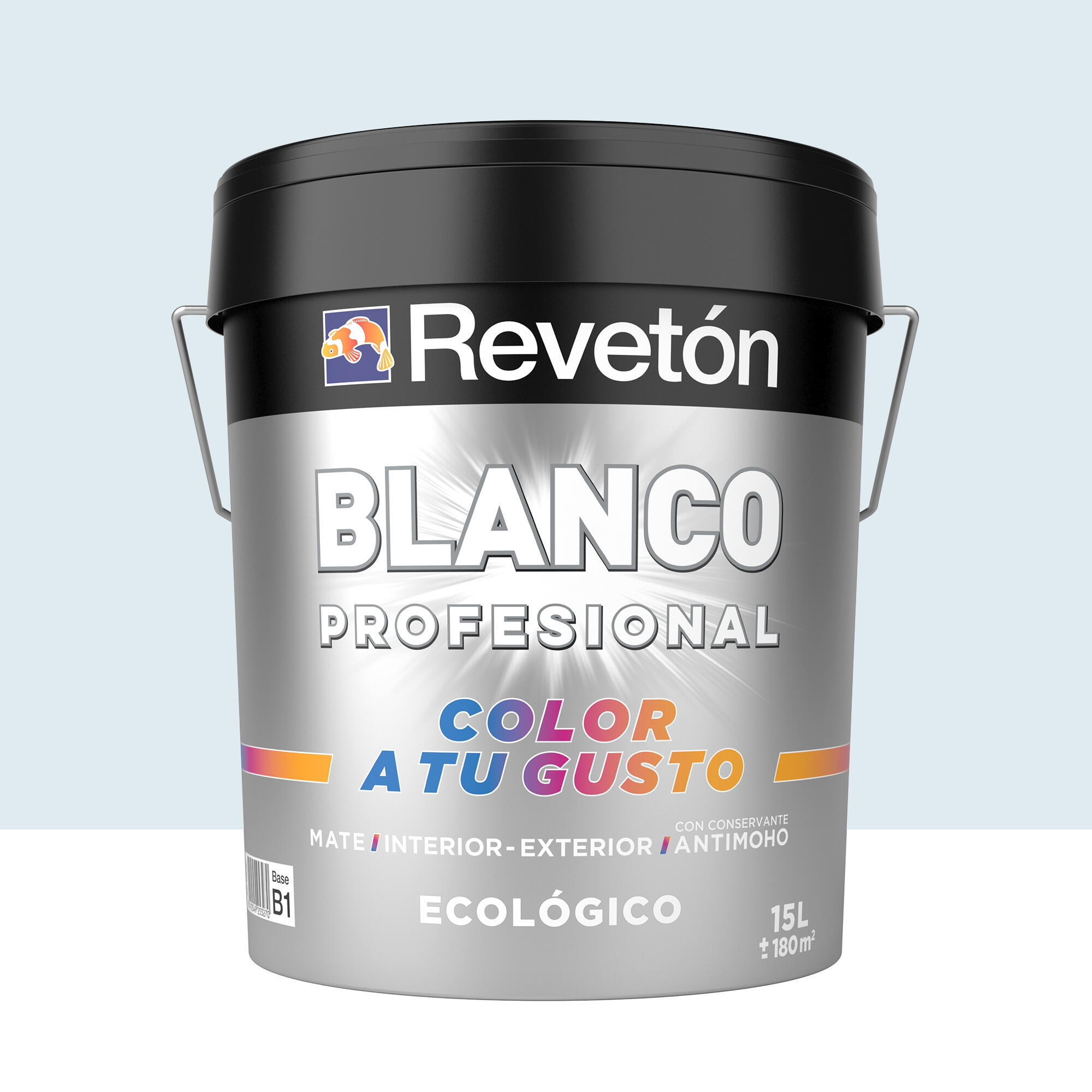 Pintura de interior color a tu gusto revetón color neutro azulado pastel muy luminoso mate 15l para paredes y techos