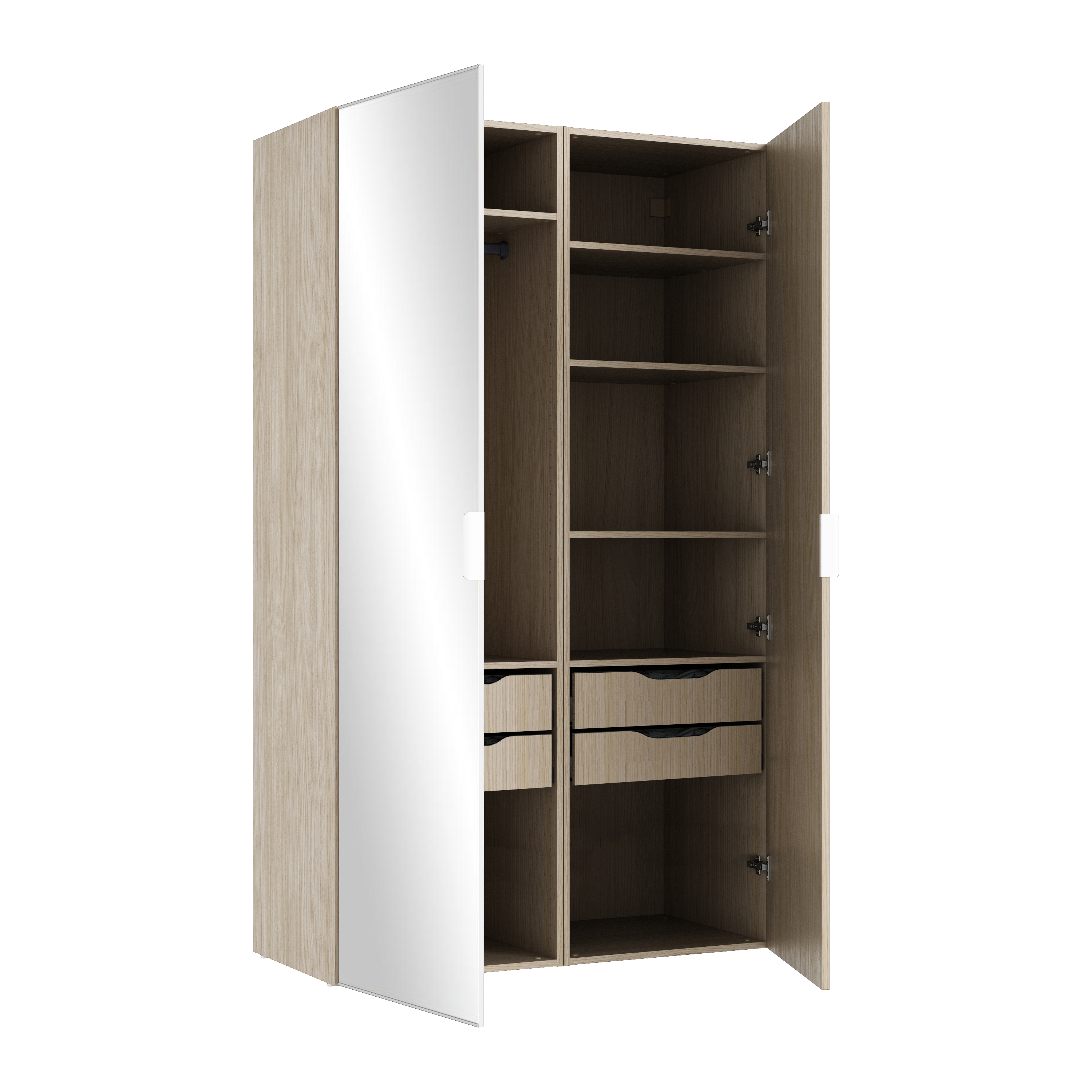 Armario spaceo home 2 puertas abatibles roble/espejo 120x240x60 compo nº 55