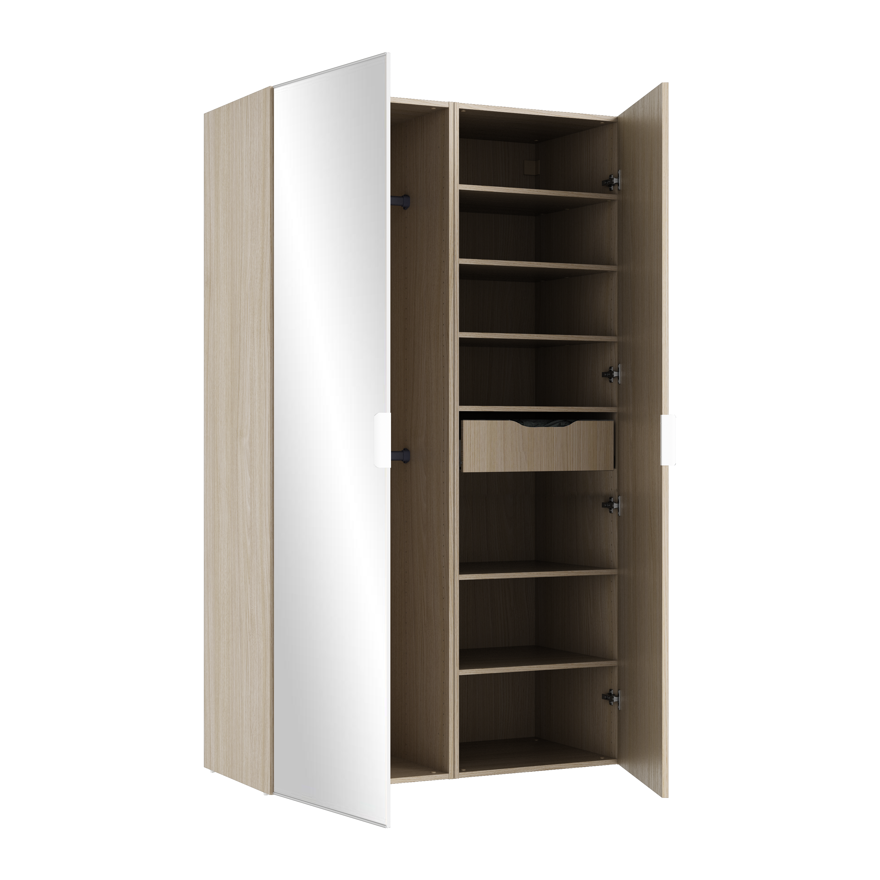 Armario spaceo home 2 puertas abatibles roble/espejo 120x240x60 compo nº 50