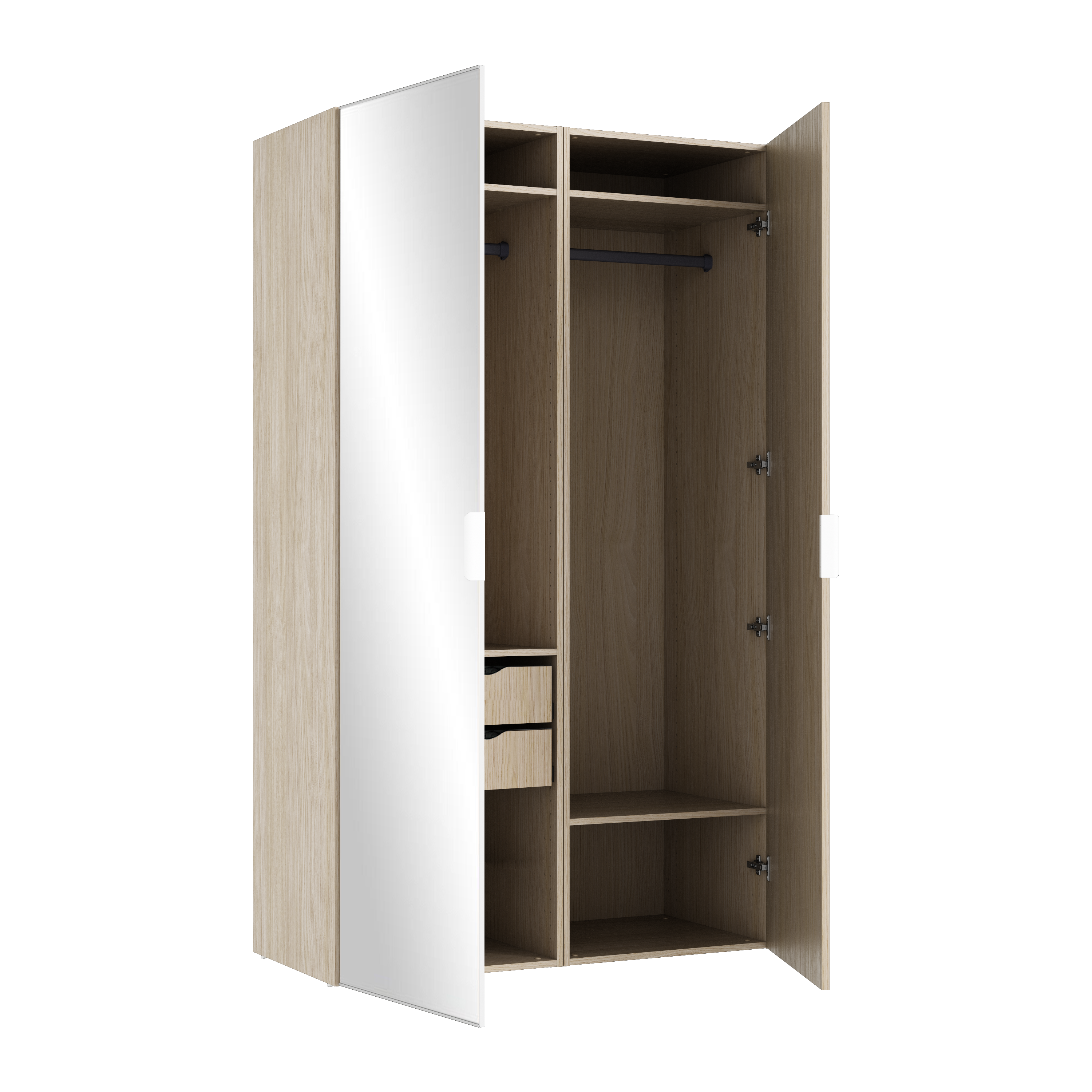 Armario spaceo home 2 puertas abatibles roble/espejo 120x240x60 compo nº 52
