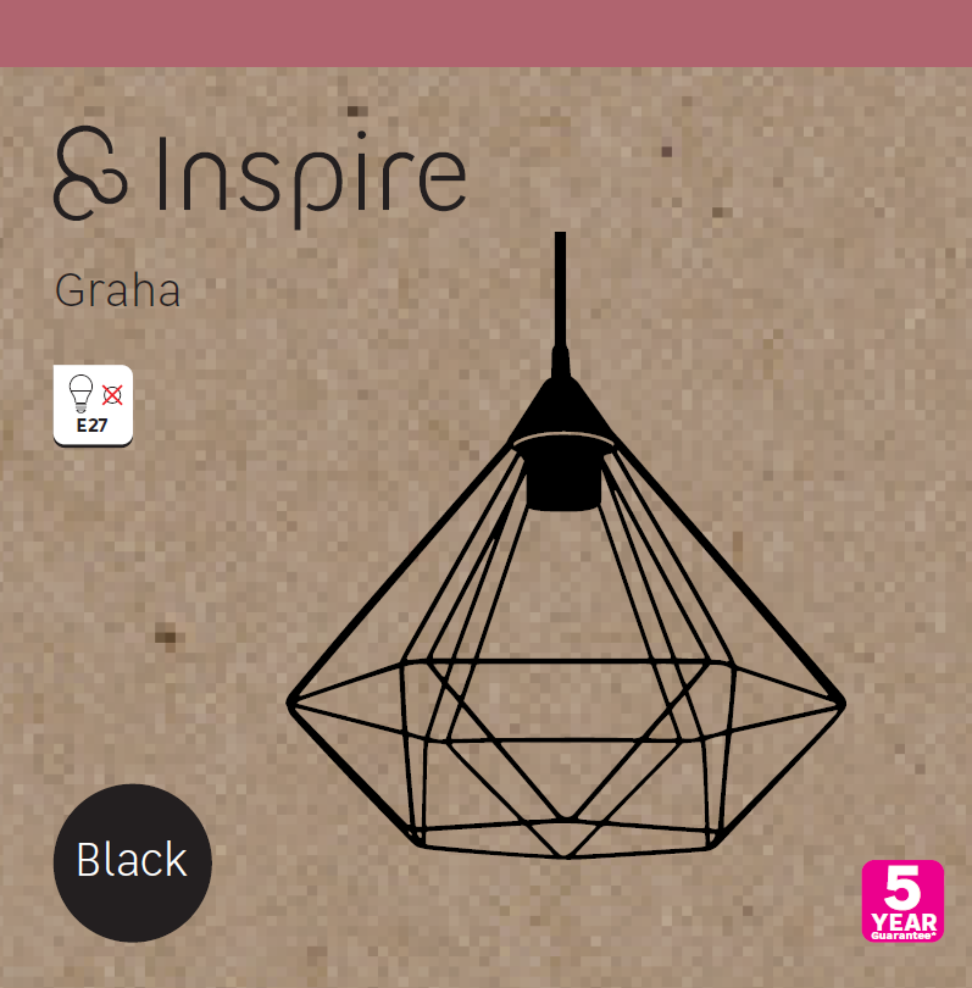 Suspensão Graha D32.5cm E27 preto Inspire - 8