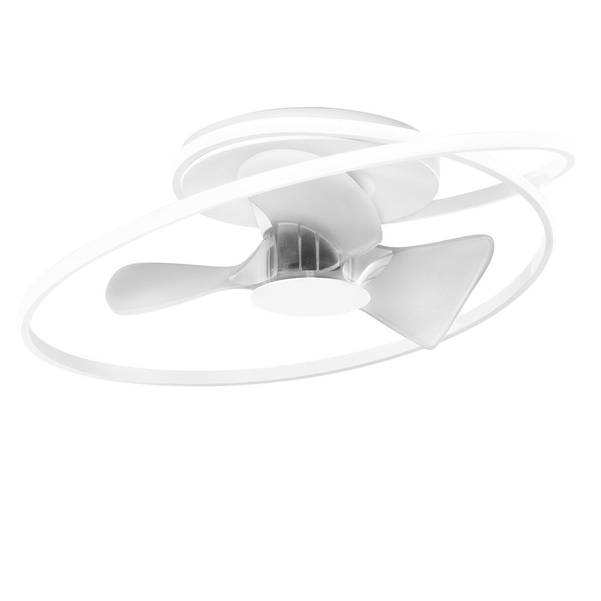 Lampadario Con Ventilatore A Soffitto LED Dimmerabile 72W - 6 Velocità E Telecomando, Bianco 68 Cm, Per Cameretta E Soggiorno