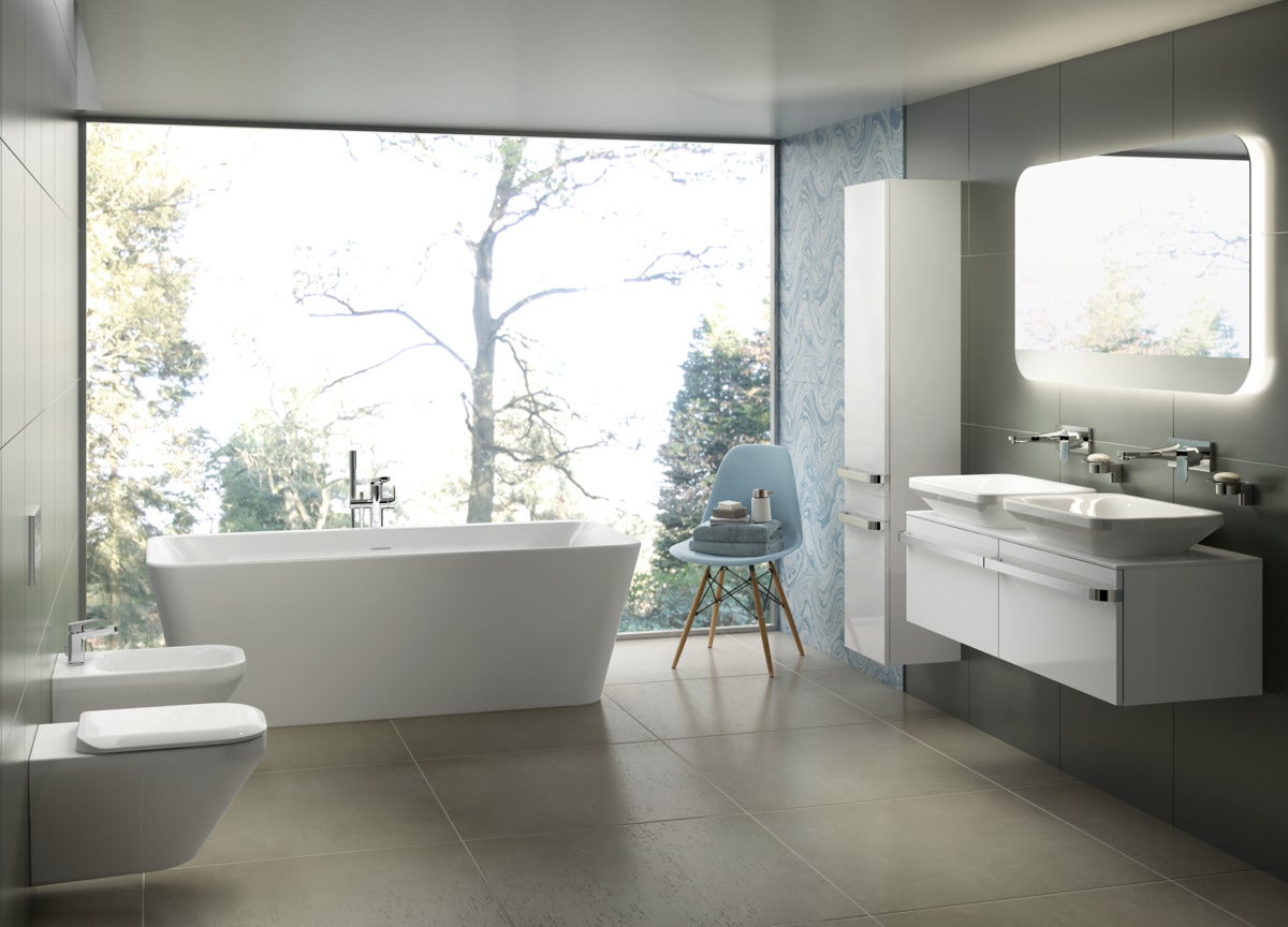Rubinetto per lavabo a canna media getto laminare cristallino Tonic II cromo lucido - 3