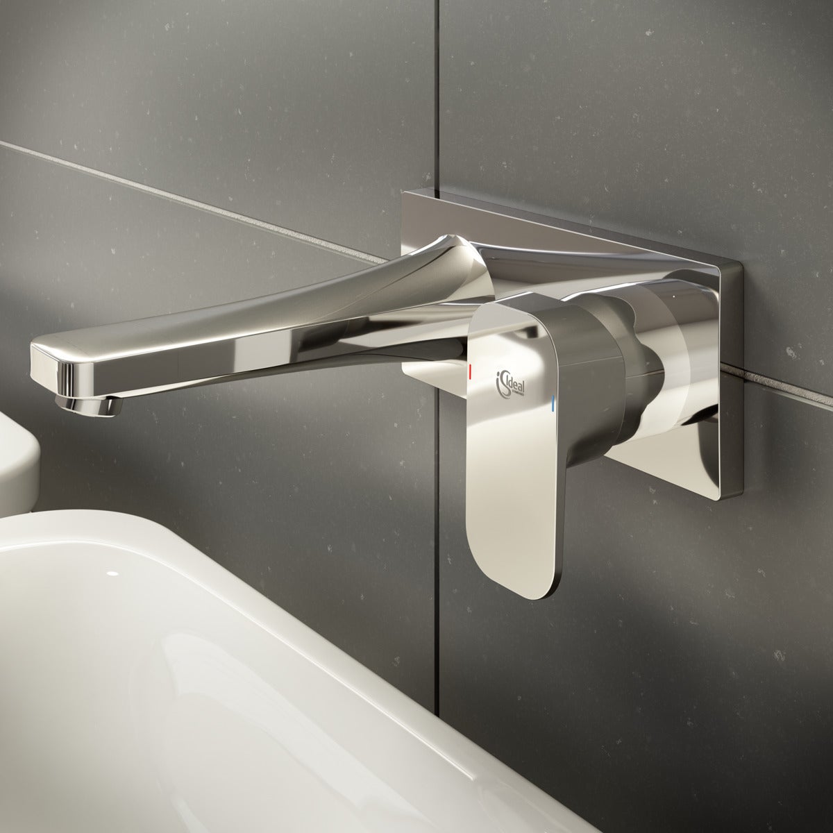 Rubinetto per lavabo a canna media getto laminare cristallino Tonic II cromo lucido - 2