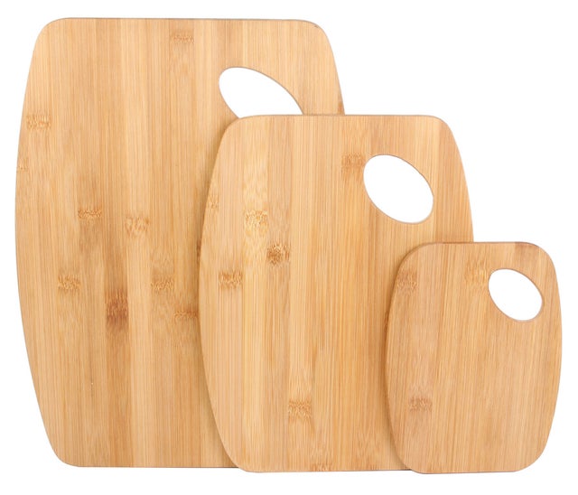 Conjunto de 3 tablas de bambú para cortar alimentos.