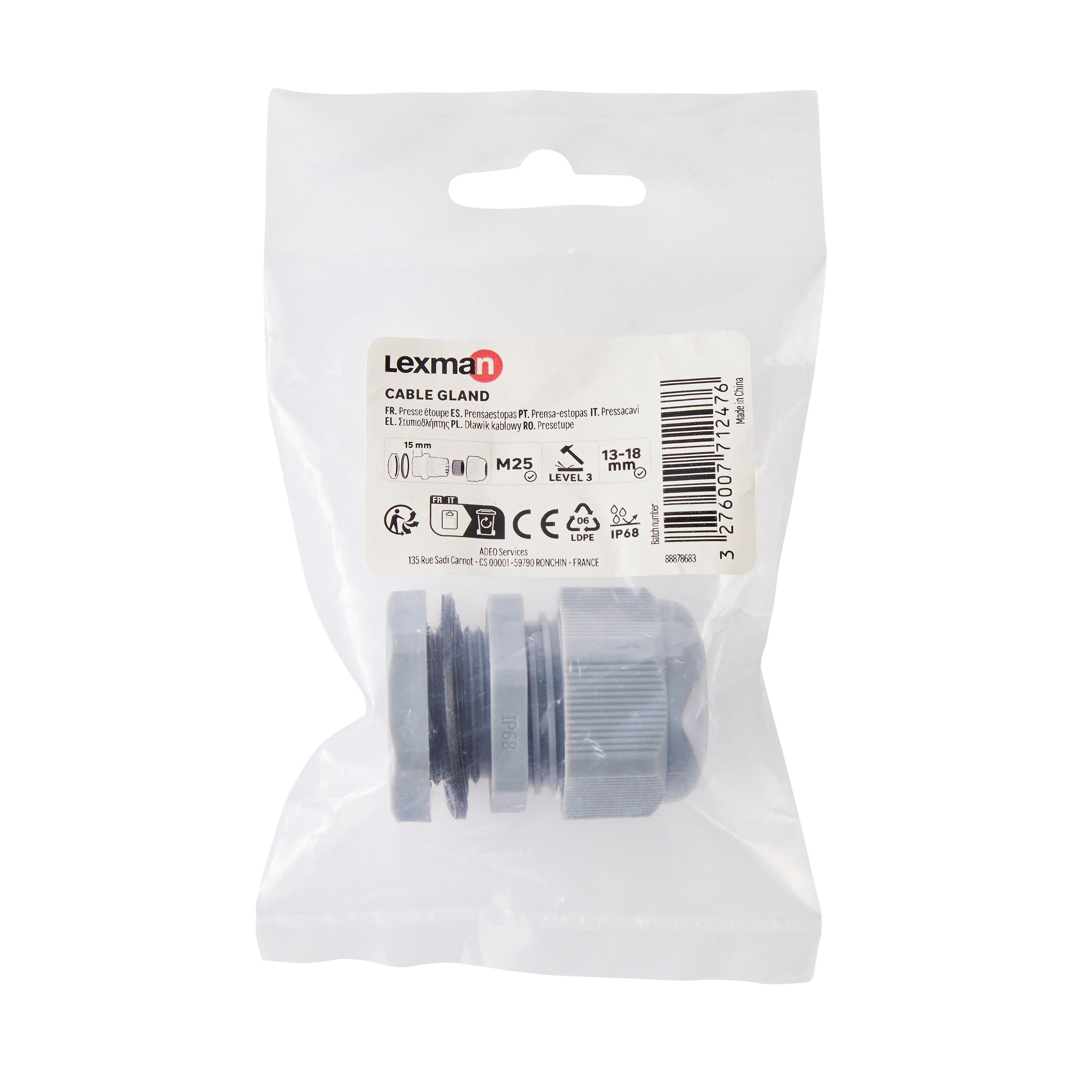 Prensa estopa 25 mm ip68 gris LEXMAN - 10