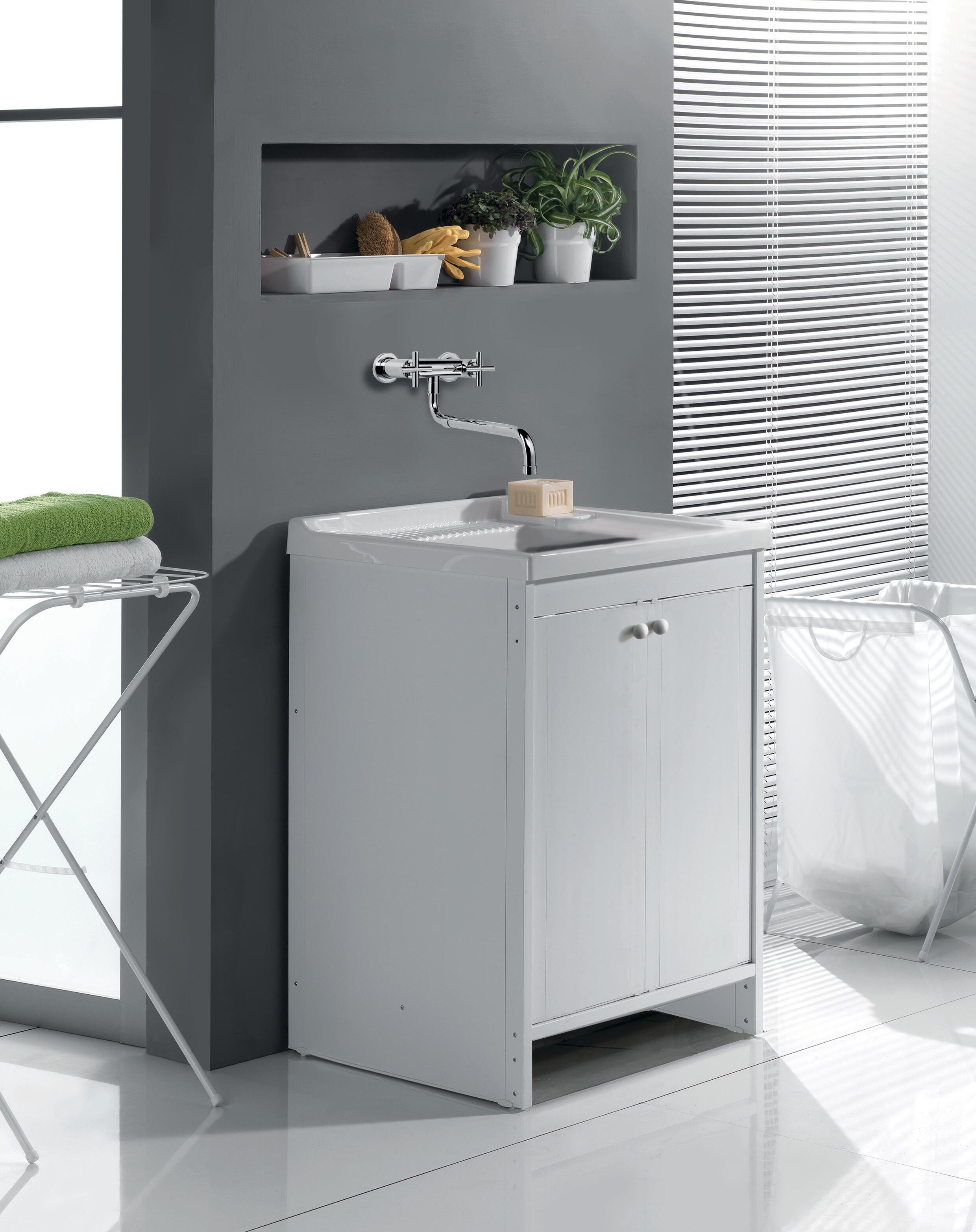 Mobile lavanderia con lavabo incluso LAVO 2 ante in pvc bianco ottico P 50 x L 60 x H 86 cm - 2