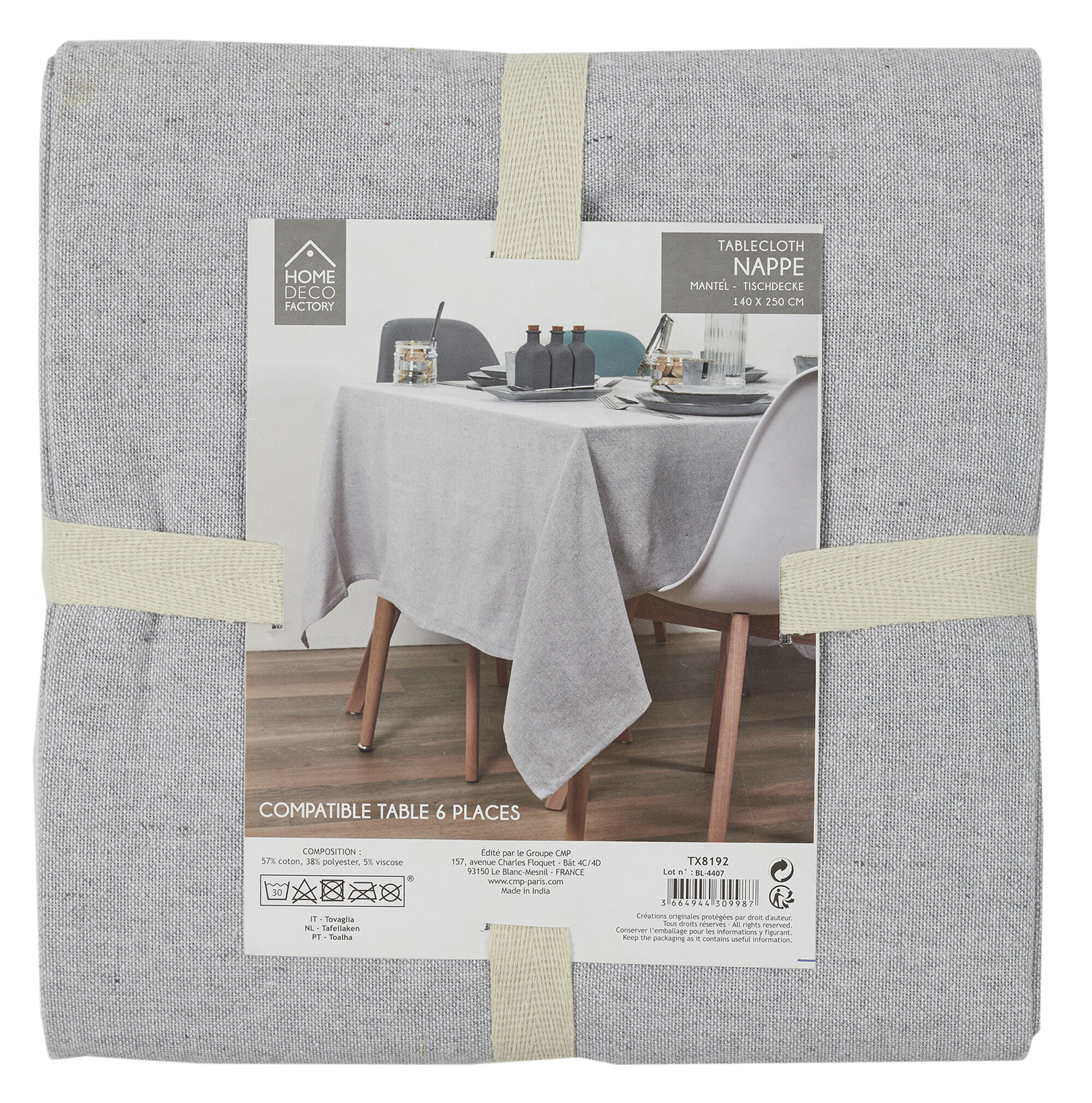 Mantel 140x250 cm de color gris claro - 4