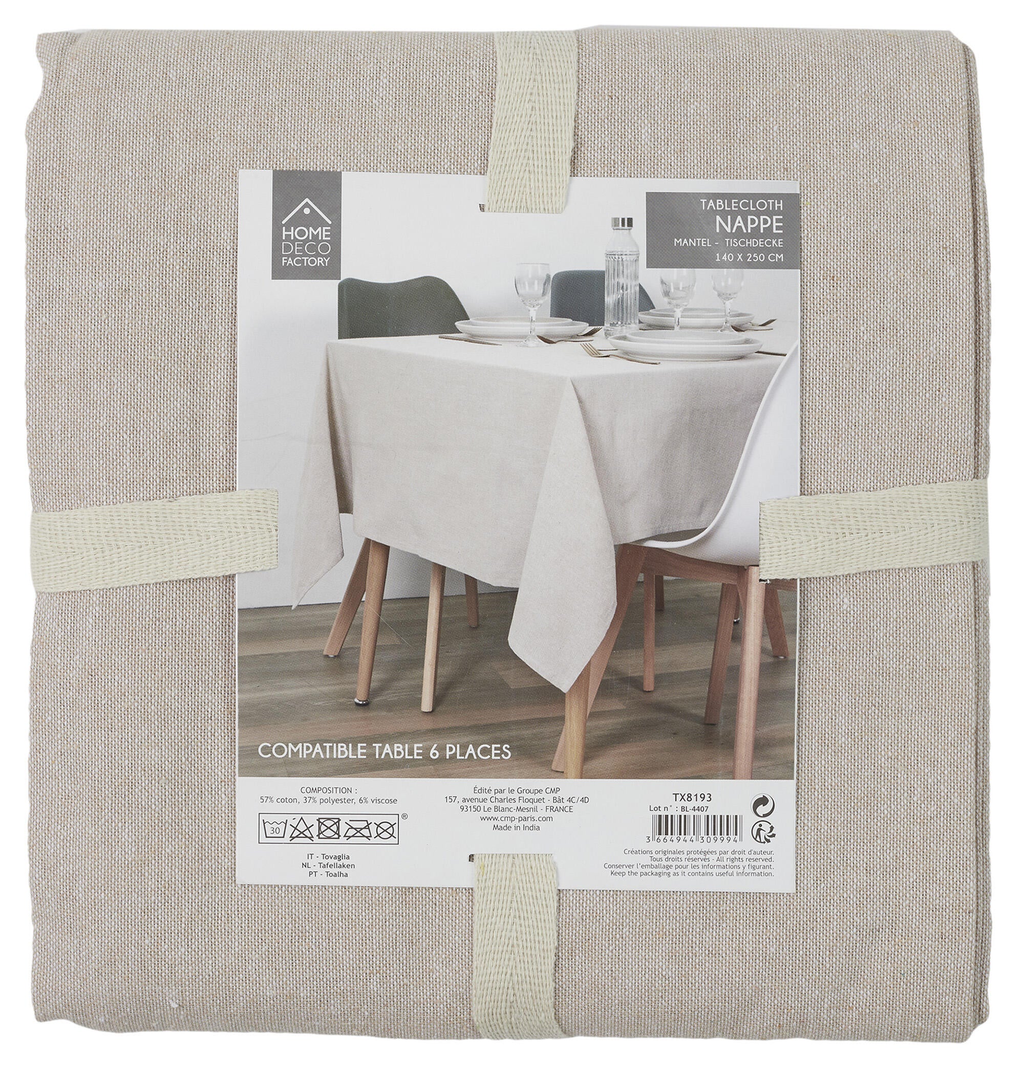 Mantel 140x250 cm de color beige - 4