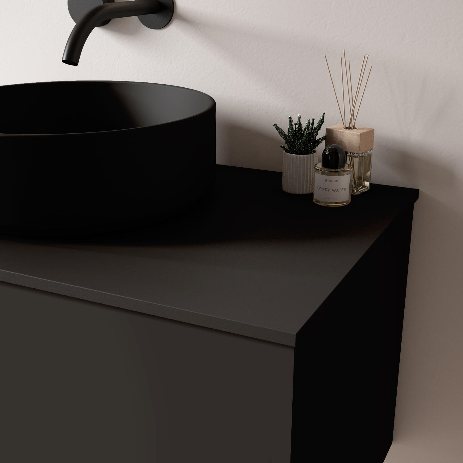 Encimera lavabo mia mineral negro 61x46x1.2 cm