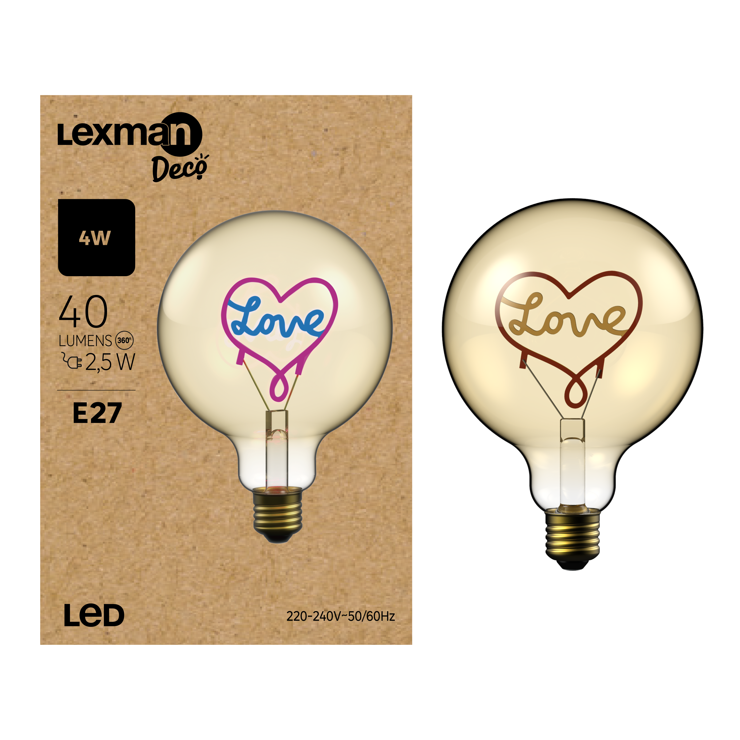 Lâmpada led filamentos Love E27 136LM 1800K Lexman - 2