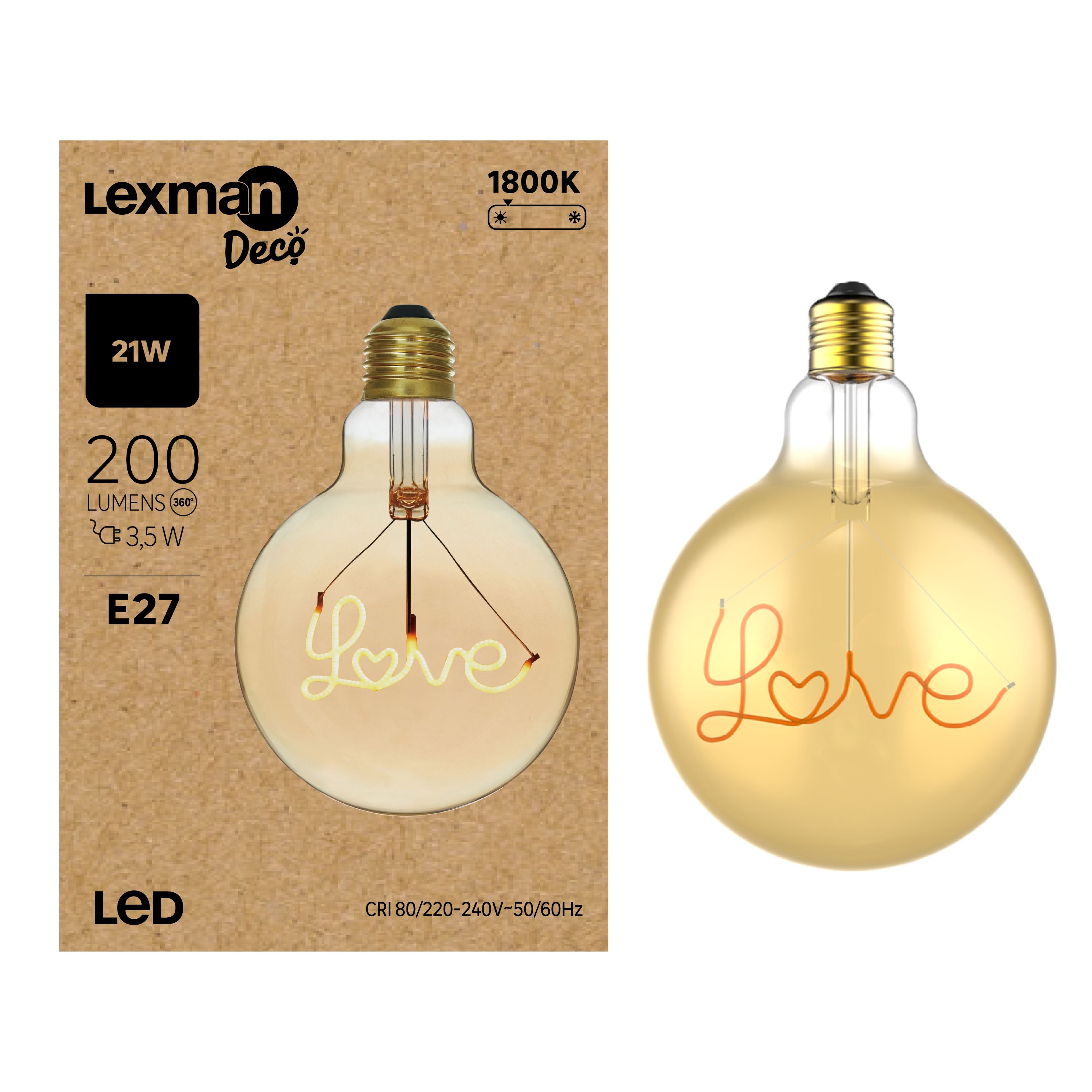 Bombilla LED filamento E27 200 lúmenes 3.5W color de la luz blanco cálido 1800K - 5