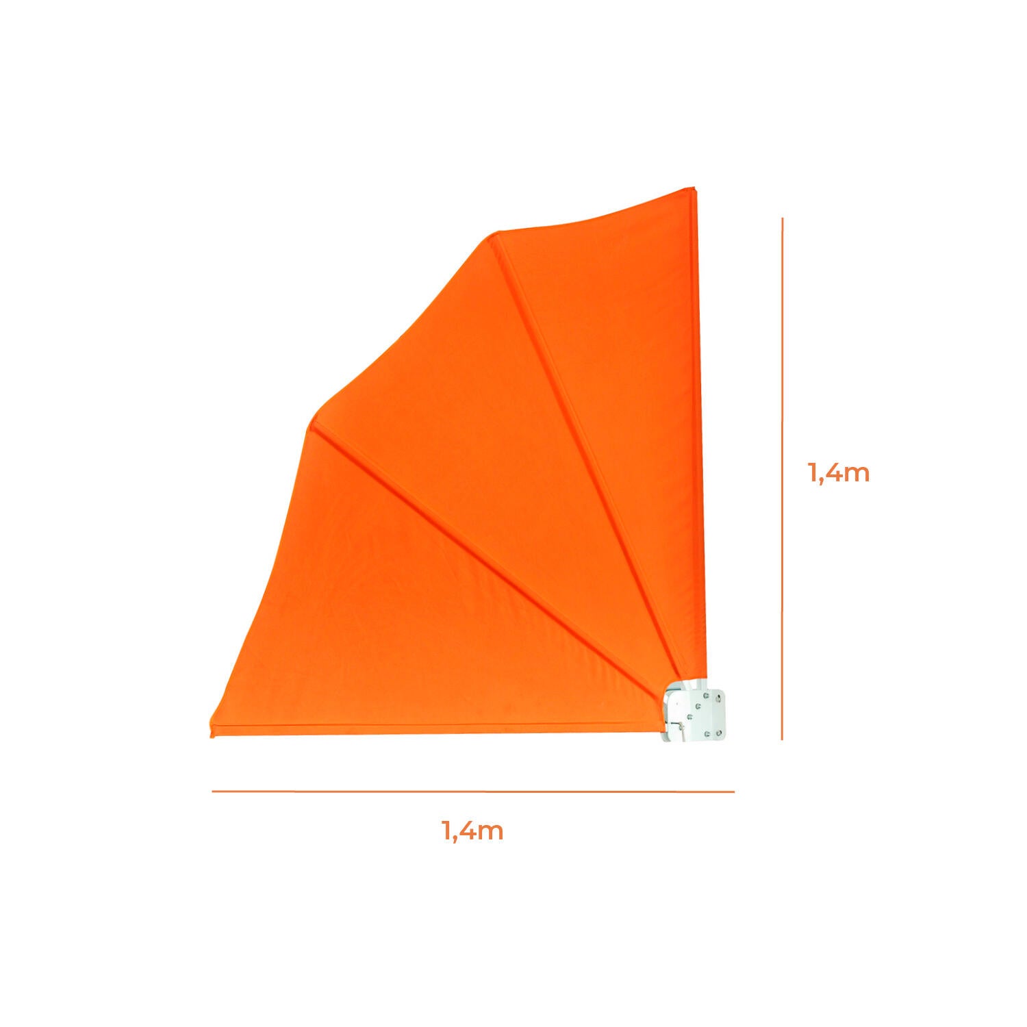 Toldo abanico 1,4x1,4 metros naranja - 2