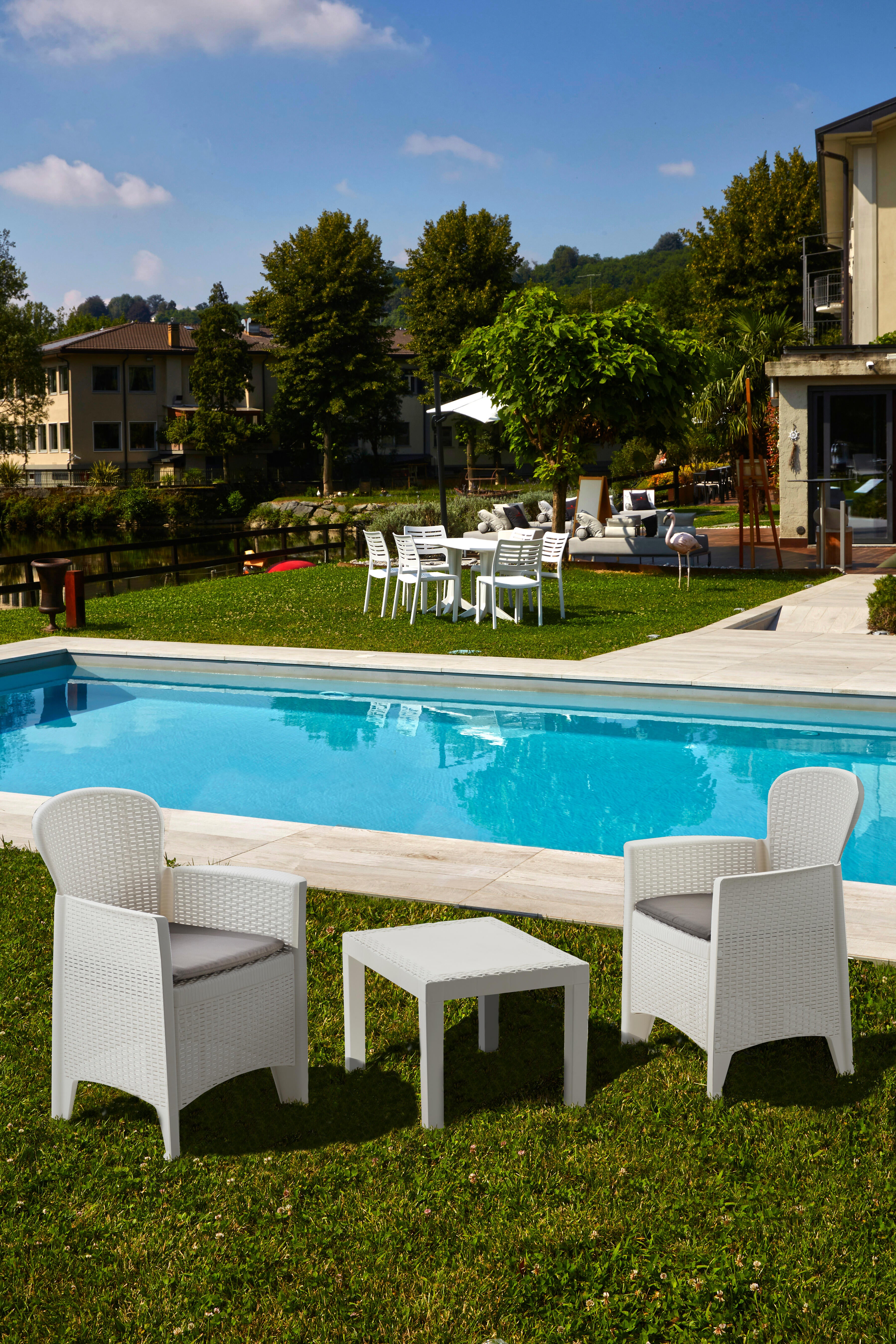Set de jardín rattan blanco de 2 plazas