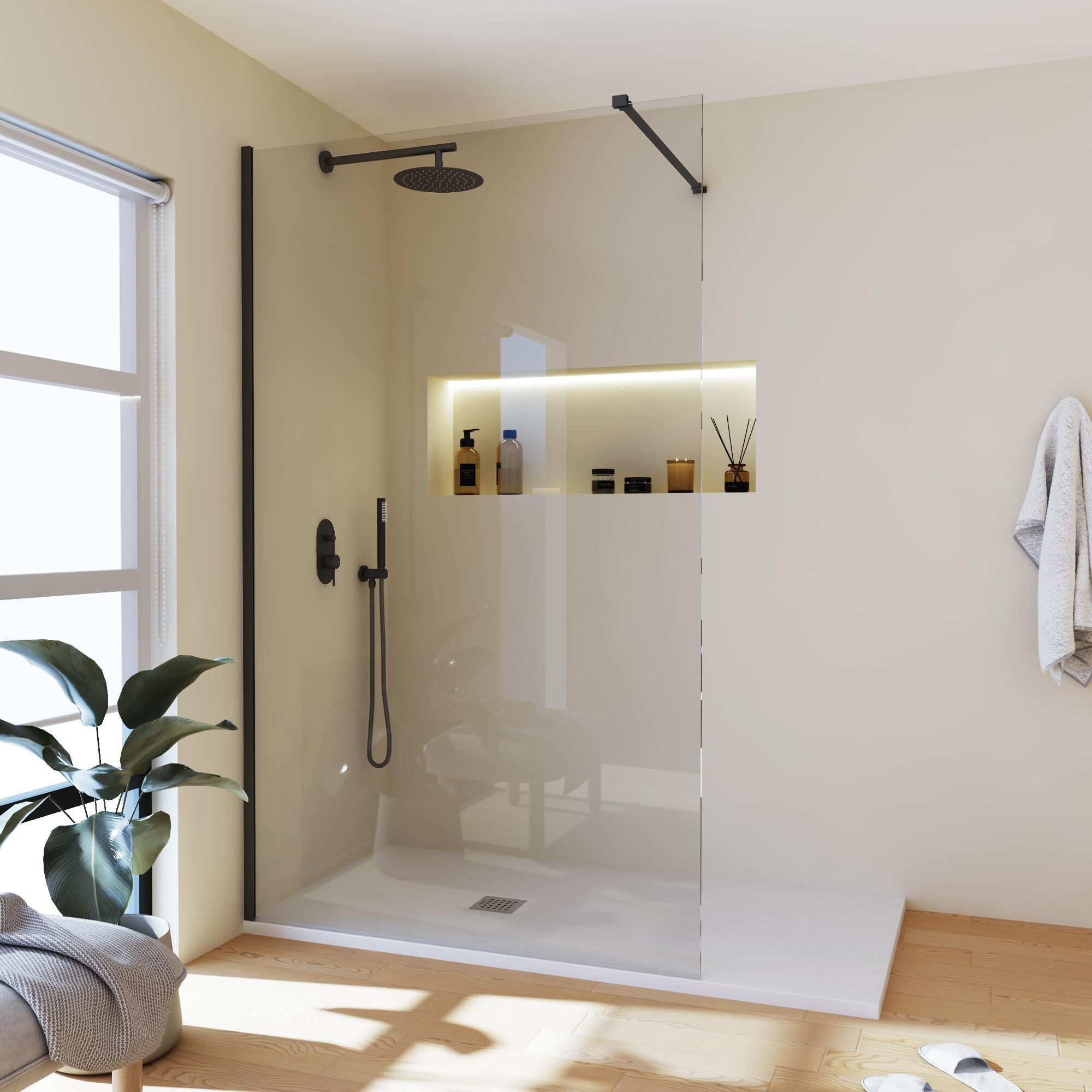 Rubinetto per doccia getto laminare cristallino ad incasso monocomando LOOP nero opaco SANYCCES - 2