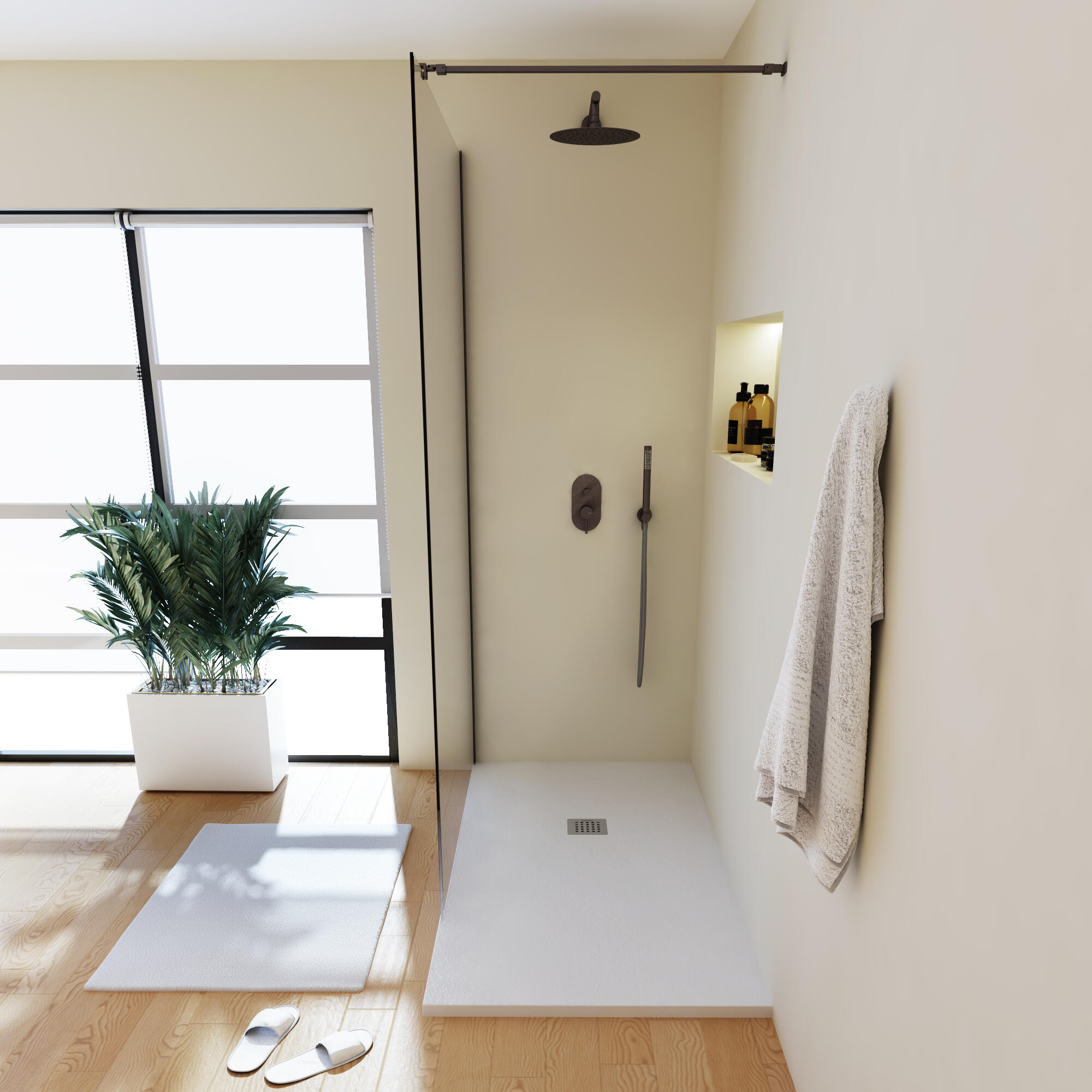 Rubinetto per doccia getto laminare cristallino ad incasso monocomando Loop nero lucido SANYCCES - 3