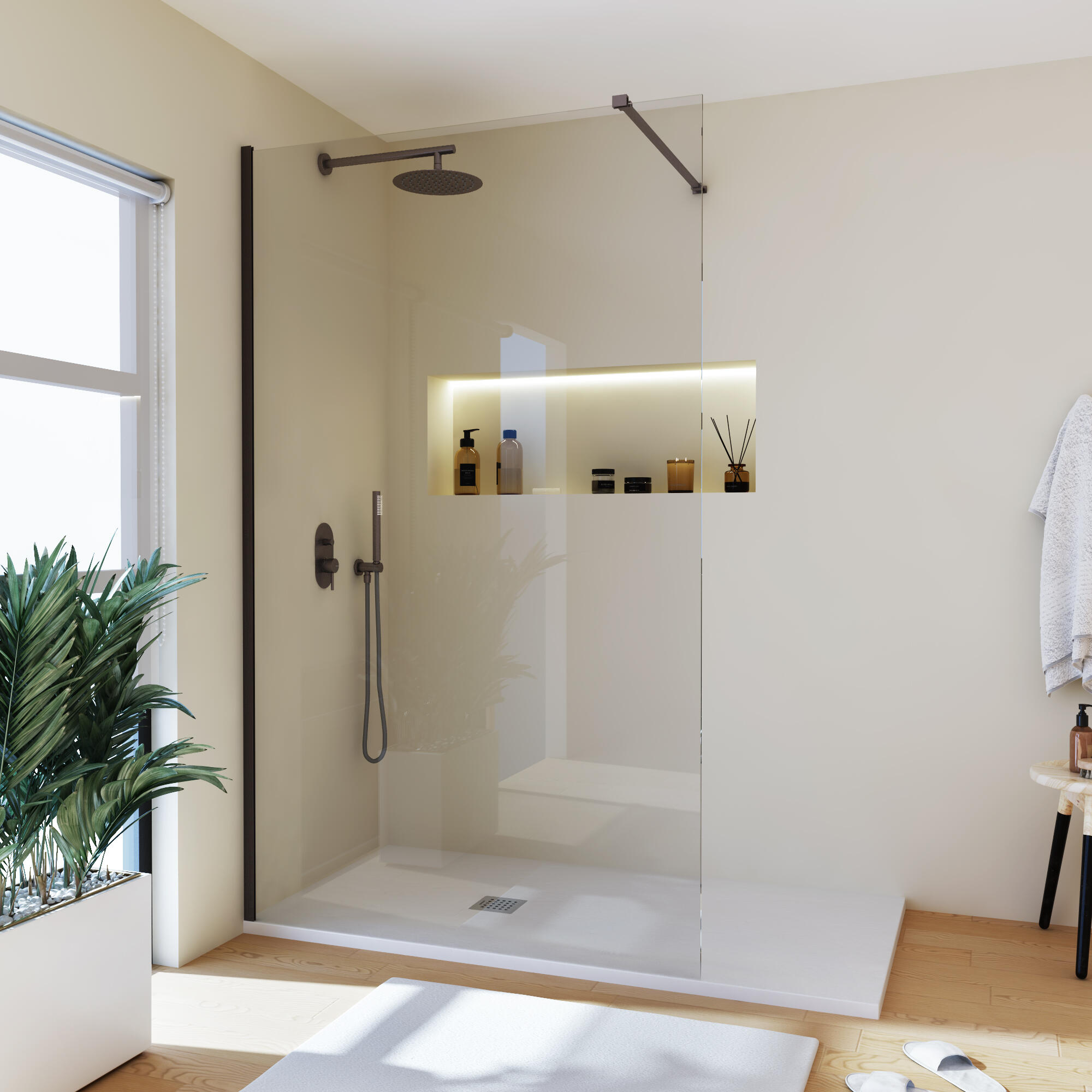 Rubinetto per doccia getto laminare cristallino ad incasso monocomando Loop nero lucido SANYCCES - 2