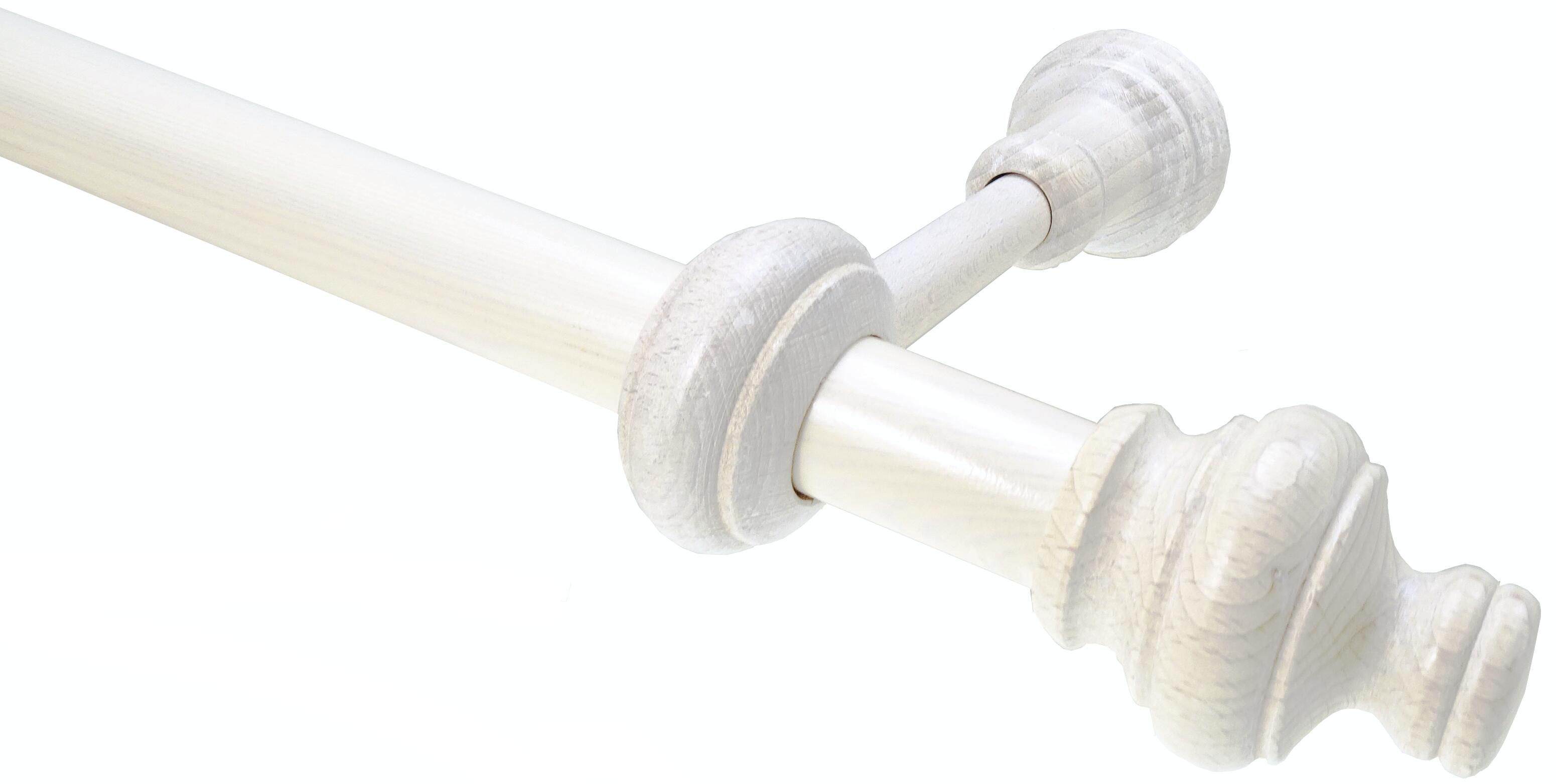 Exclusive Home Bastone Per Tende Regolabile 167-304 Cm, Bianco Opaco, Con Punte In Corda Di Rattan - Fino A 11 Kg